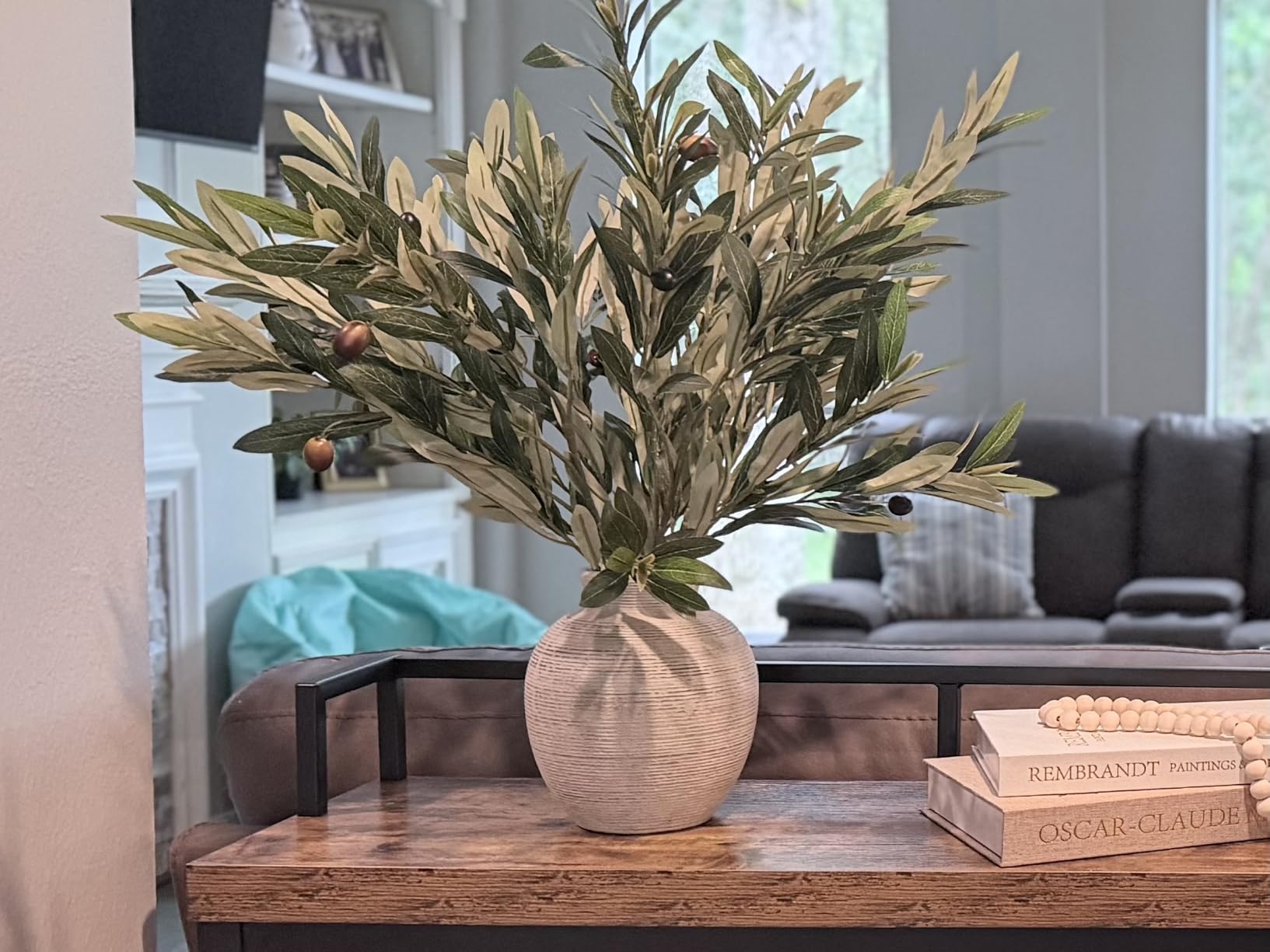 Vanselia Ceramic Flower Vase Home Decor - Large Farmhouse Table Vases Rustic Vintage Living Room Kitchen Bedroom Decorations for House Book Shelf Office Coffee Desk Dining Fireplace (9