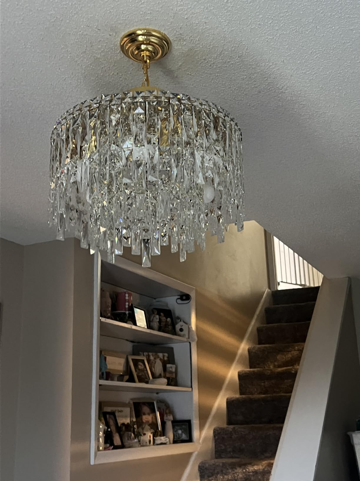 Gold Crystal Chandeliers for Dining Room Light Fixture, 24