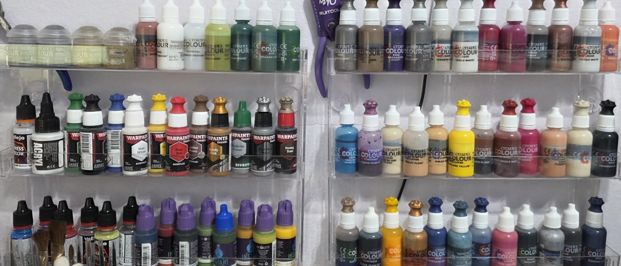 2Pack 3 Tier Display Rack, Clear Paint Rack Wall-Mount (No Drill), Acrylic Craft Paint Storage Organizer, Miniature Holder for 2oz Bottle, Nail Polish Organizer, Badges, Mini Figures (2) customer photo 1