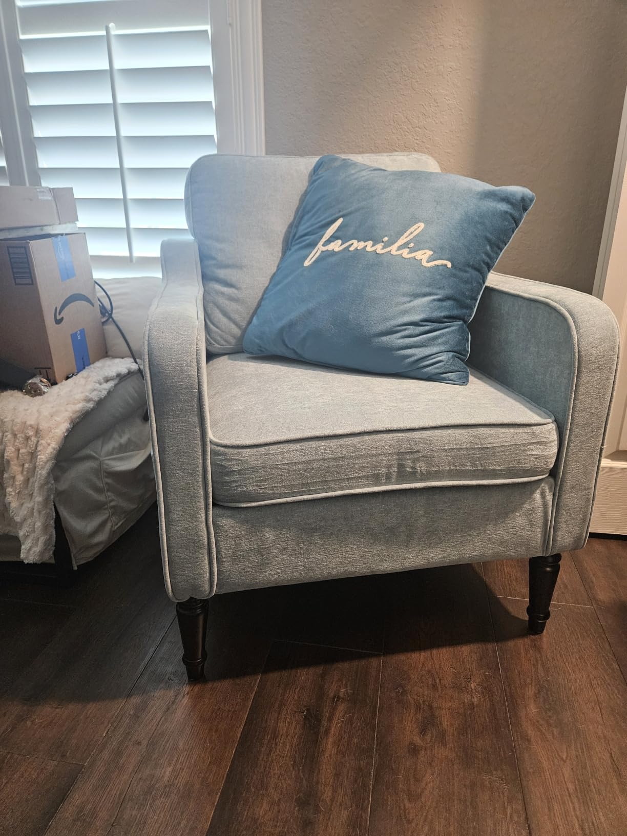 Accent Chair for Living Room, Mid Century Modern Reading Chair for Bedroom, Upholstered Armchair with Side Pockets, Comfy Single Sofa Side Chair for Office, Apartment, Small Room, Beige customer photo 2