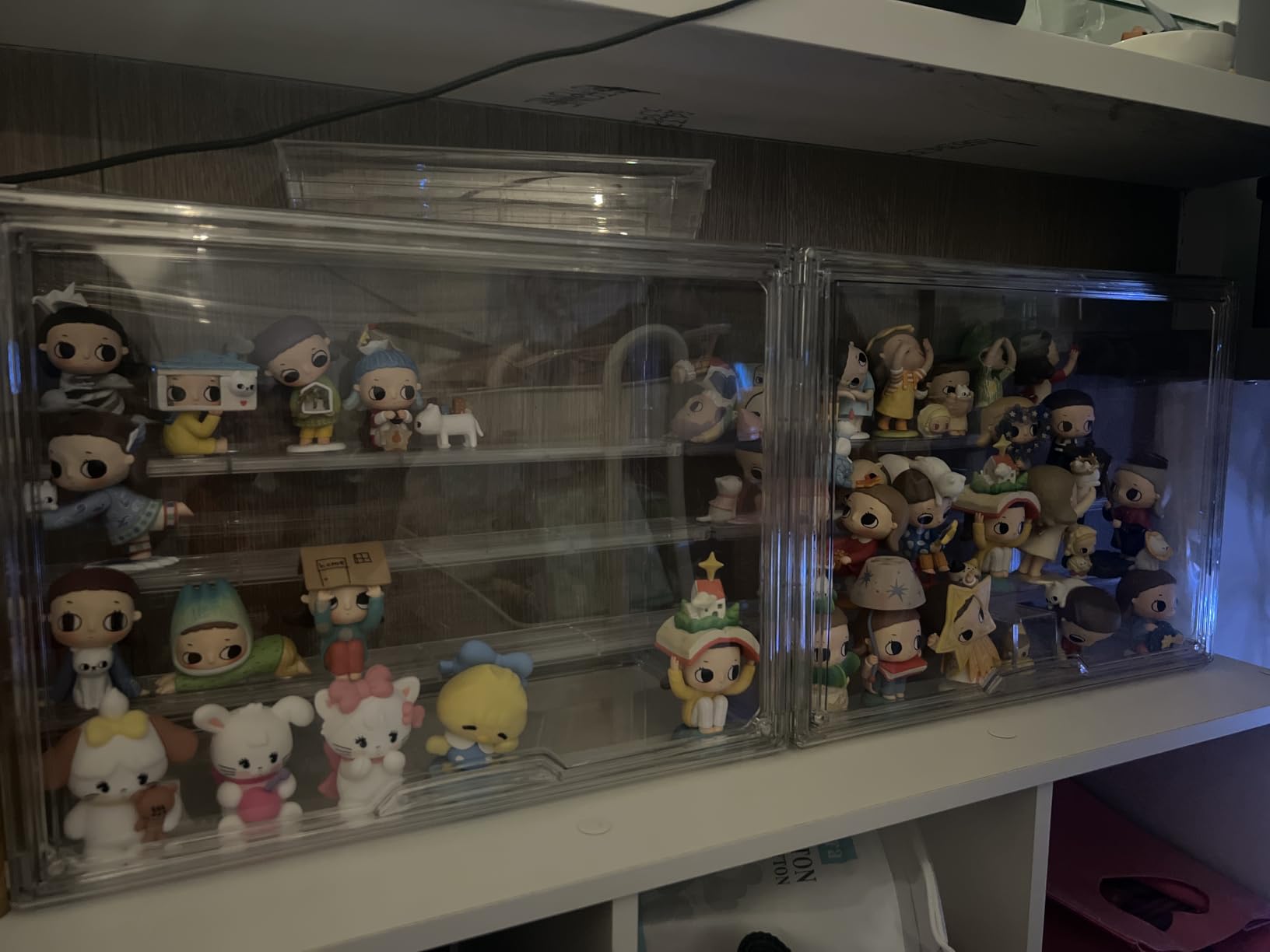 Clear Acrylic Display Case for Collectibles 4 Layer Hobby Figure Display Case Box with Shelves Stackable Figurine Display Boxes for Funko Pop Mart Labubu Model, 2 Pack customer photo 1