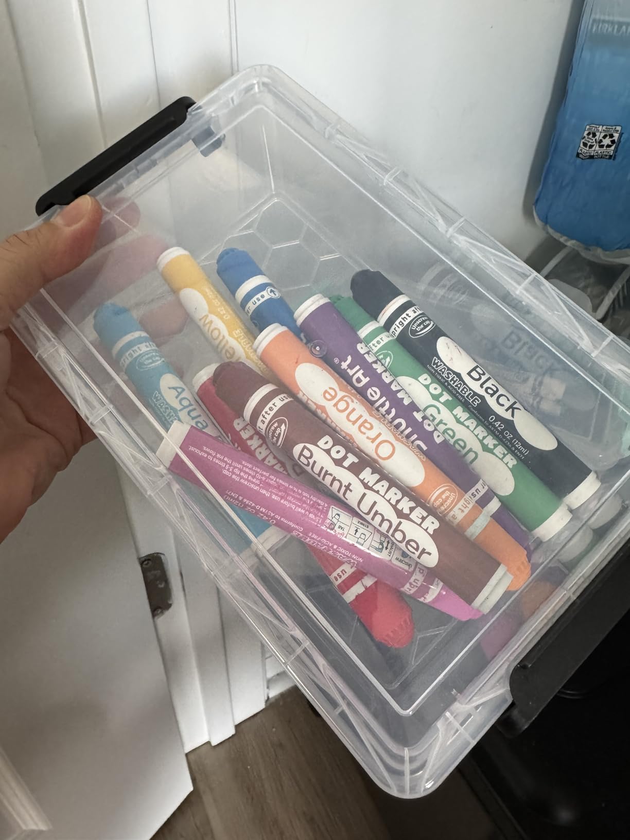BiuLeon 4 Pack Extra Large Pencil Box, Plastic Pencil Case Organizer, Clear Crayon Box Marker Organizer, Stackable Craft Organizers and Storage for Pen, Craft, Art Supply (Grey) customer photo 2