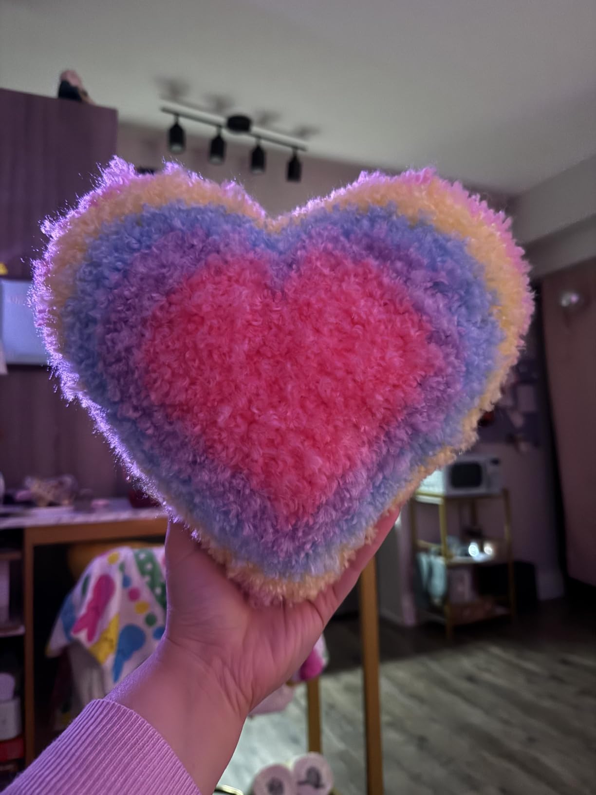 Latch Hook Kit for Kids - Rainbow Heart Rug Pillow Craft, Ages 6+ customer photo 2