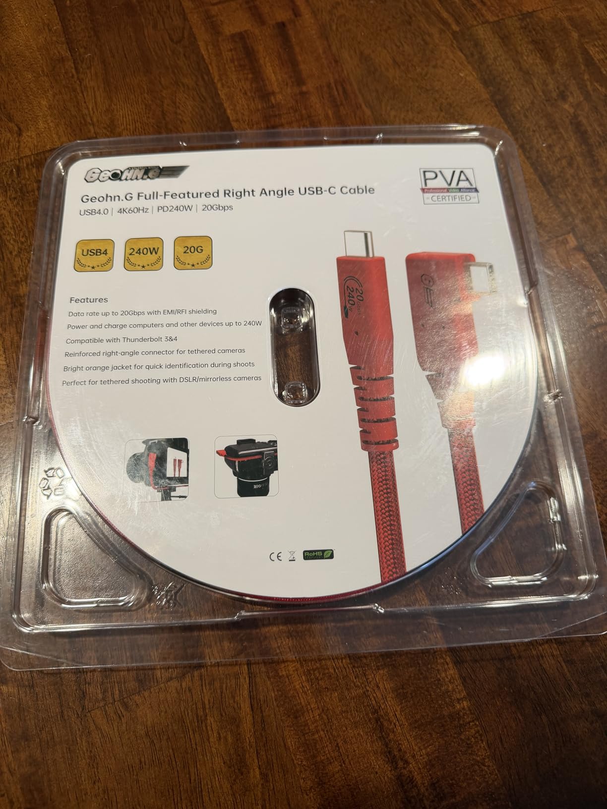 GeoHN.G USB C Tethering Cable 16.5FT, Right Angle USB4 Video Cable with PD 240W, 4K@60Hz 20Gbps Link Cord for Fast Transfer and Connection Between Camera and Computer-Sony/Canon/Nikon/MacBook customer photo 2