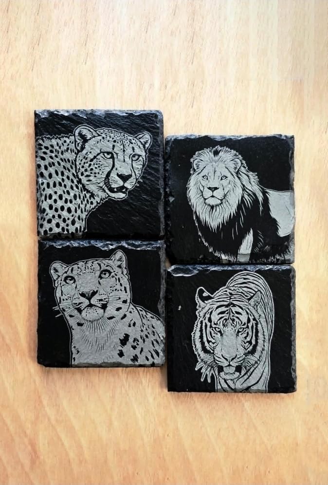 60 PCS Slate Coasters Black Square 4 Inch Bulk Rock, Blank Laser Engraving, Scratch Resistant Bottom, Home Office Kitchen Gift Wedding Bar Party Square Coasters customer photo 1