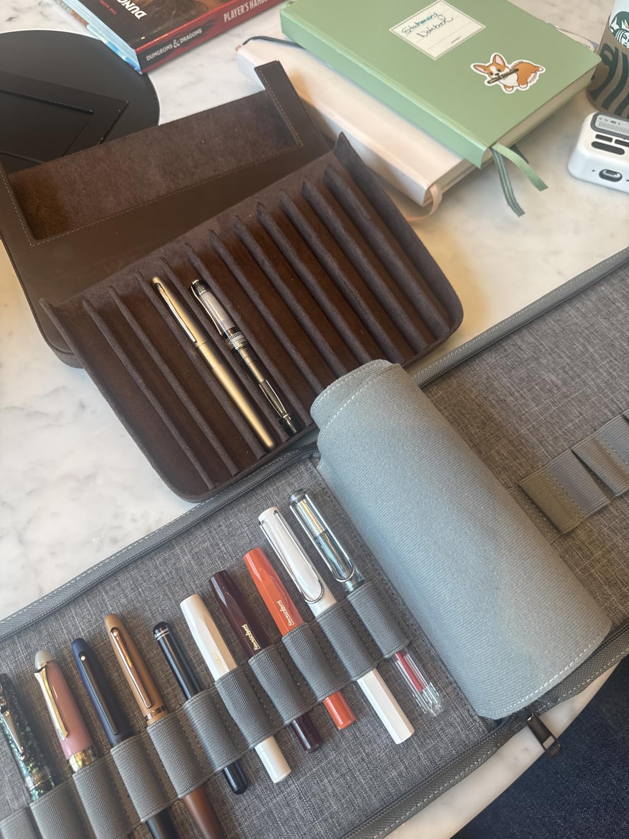 Asvine 24 Fountain Pen Case Blue Organizer Bag - Premium Waterproof Canvas Pen Display Holder, Individual Slot Zippered Style Storage Case customer photo 2