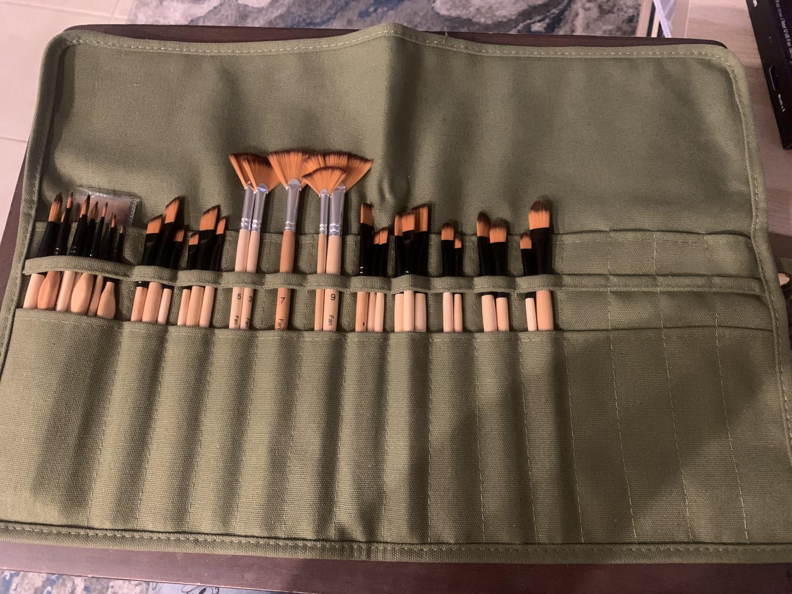 30-Slot Roll-Up Canvas Brush Holder, Black Paint Brush Case | Durable Canvas Organizer for Artists, Portable Travel Design, Fits Brushes & Art Supplies (Brushes not Included) customer photo 2