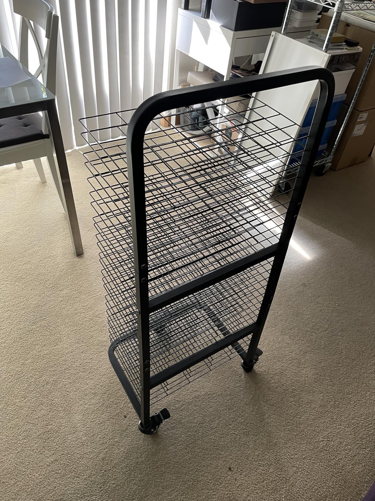 Art Drying Rack with 25 Removable Shelves, Mobile Metal Paint Drying Stand with Lockable Wheels, Functional Canvas Rack Art Storage for Artwork in Classrooms, Art Studios and Schools, White customer photo 2