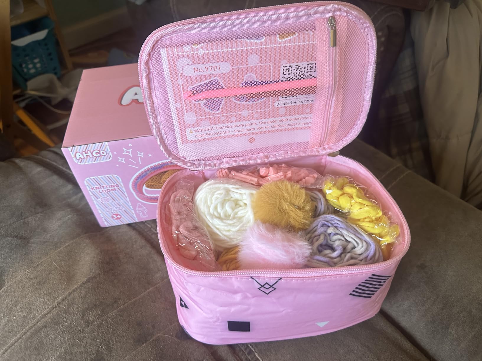 PREBOX Knitting Loom Craft Kit for Kids & Beginners - Create Hat & Scraf with Yarn, Hook Needle, Birthday Gifts Ideas for Teens Girls Age 6-8 8-12 14+, Pink Loom customer photo 1