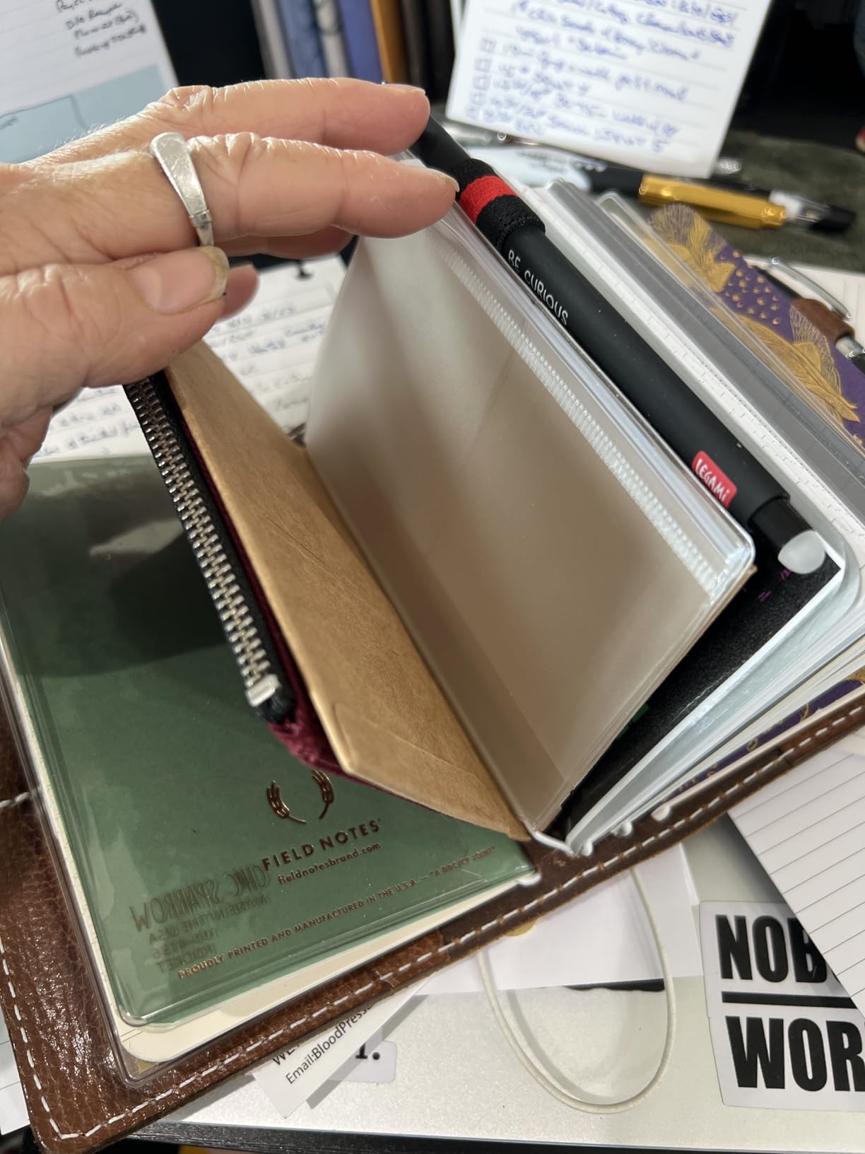 WANDERINGS Zipper Case Card Sleeve Holder Travelers Journal Accessory for Regular Size Refillable Travel Journals - 4.25