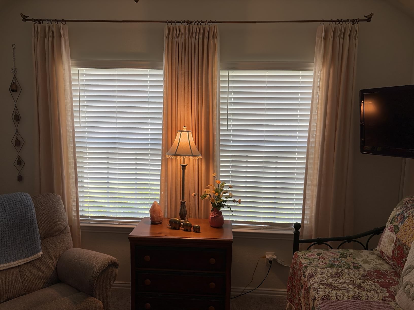 Pinch Pleated Linen Curtains 96 Inches Long for Living Room, Thick Semi Sheer Light Filtering Memory-Trained Back Tab Drapes, Natural Pinch Pleat Curtain with Hooks Rings for Bedroom Office, 2 Panels customer photo 1