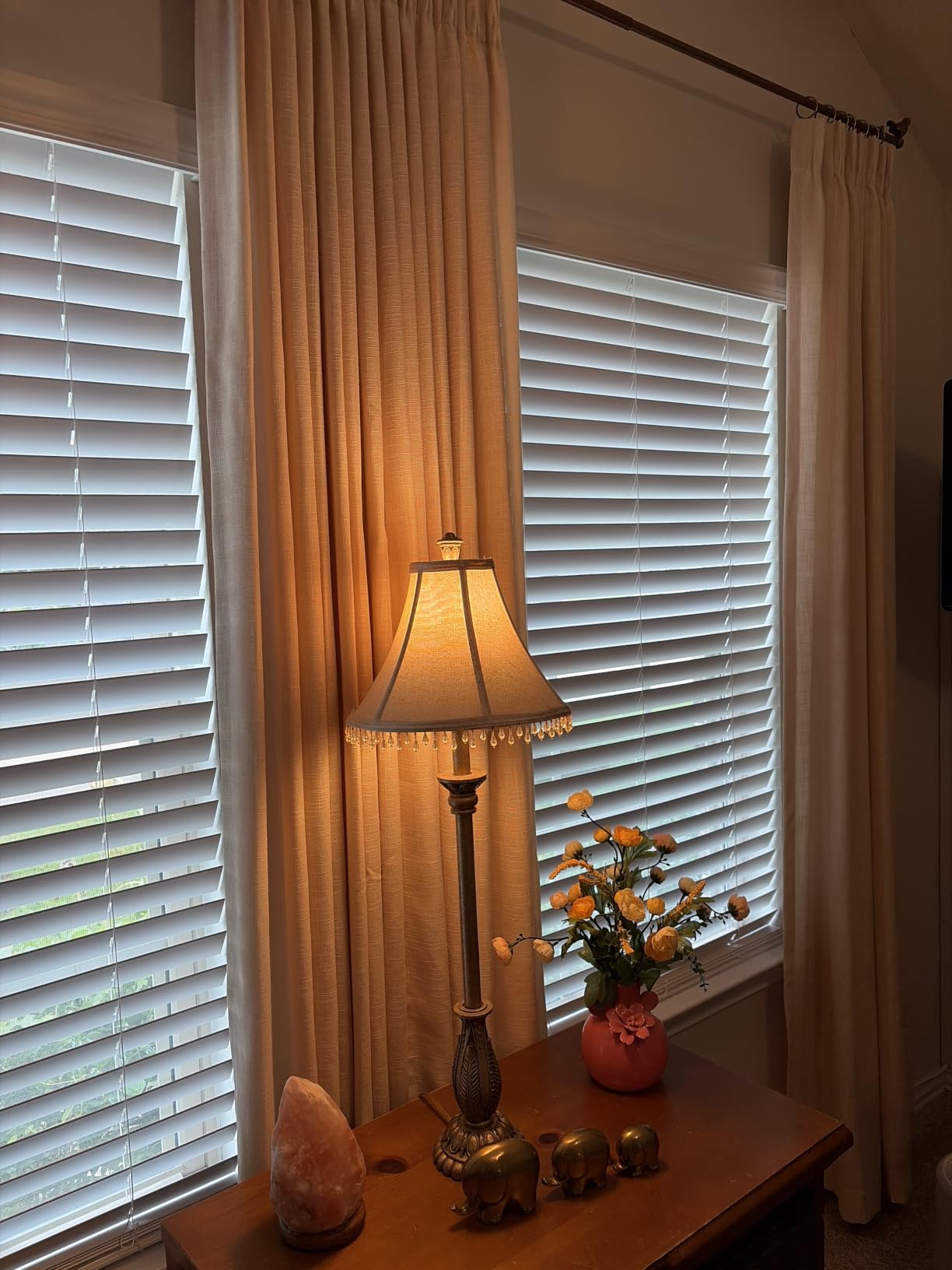 Pinch Pleated Linen Curtains 96 Inches Long for Living Room, Thick Semi Sheer Light Filtering Memory-Trained Back Tab Drapes, Natural Pinch Pleat Curtain with Hooks Rings for Bedroom Office, 2 Panels customer photo 2