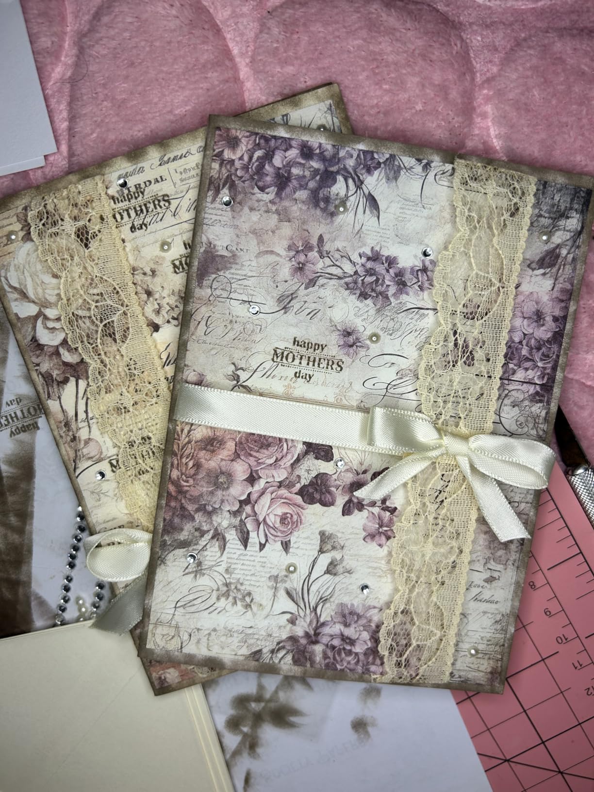 160 Sheets Vintage Flower Scrapbook Paper, Junk Journal Supplies, Purple Pink Flowers with Cursive Script No Repeating Perfect for Junk Journal DIY Cards Craft Albums Scrapbooking Supplies (Purple) customer photo 2