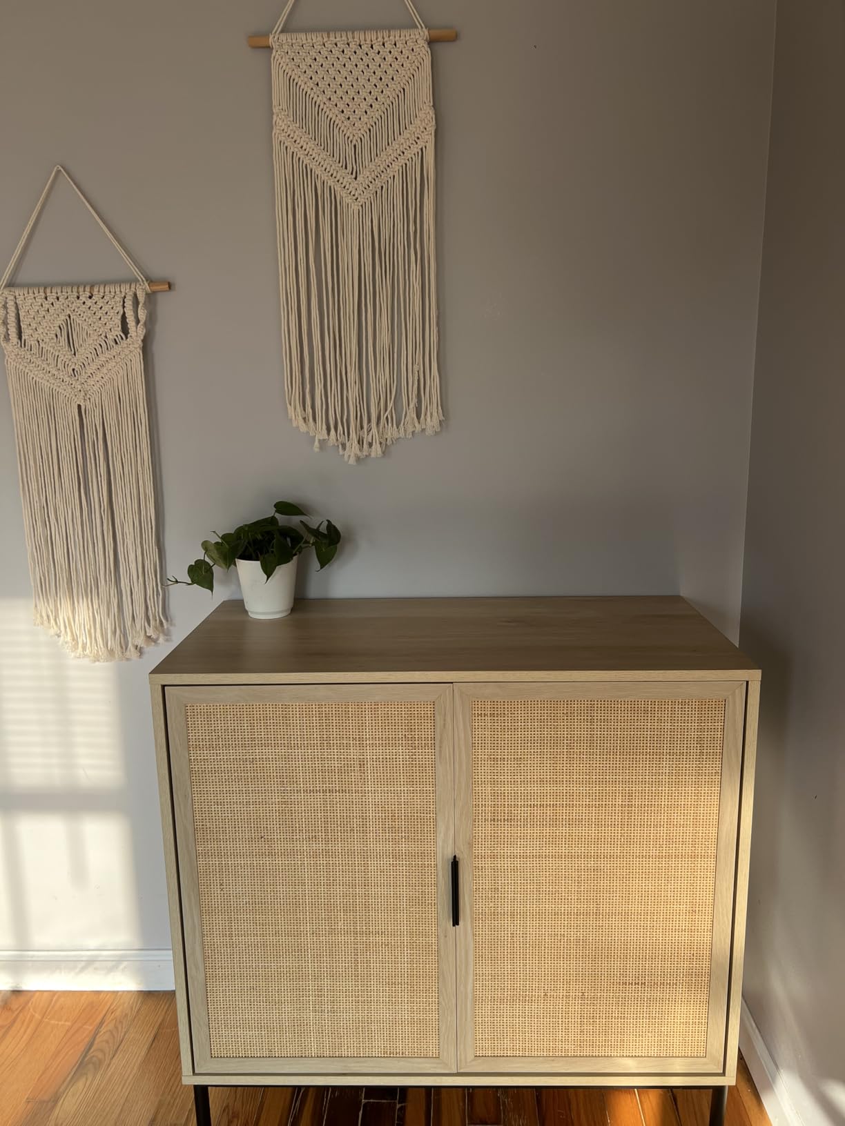 Nathan James Jacala Mid Century Modern Entryway Storage Cabinet with Doors, Living Room Accent Cabinet with Wood Frame, Light Brown customer photo 1