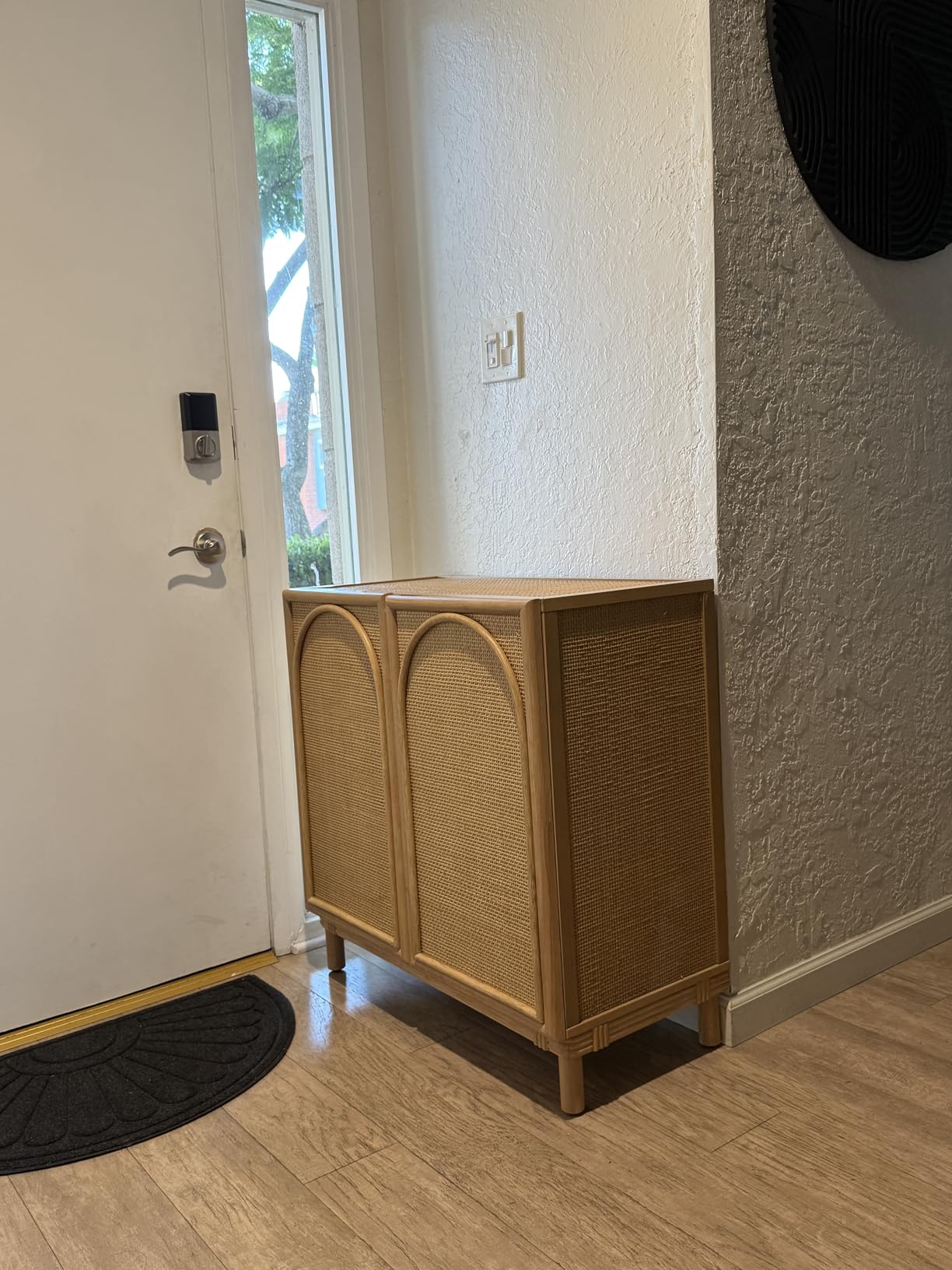 Nathan James Jacala Mid Century Modern Entryway Storage Cabinet with Doors, Living Room Accent Cabinet with Wood Frame, Light Brown customer photo 2