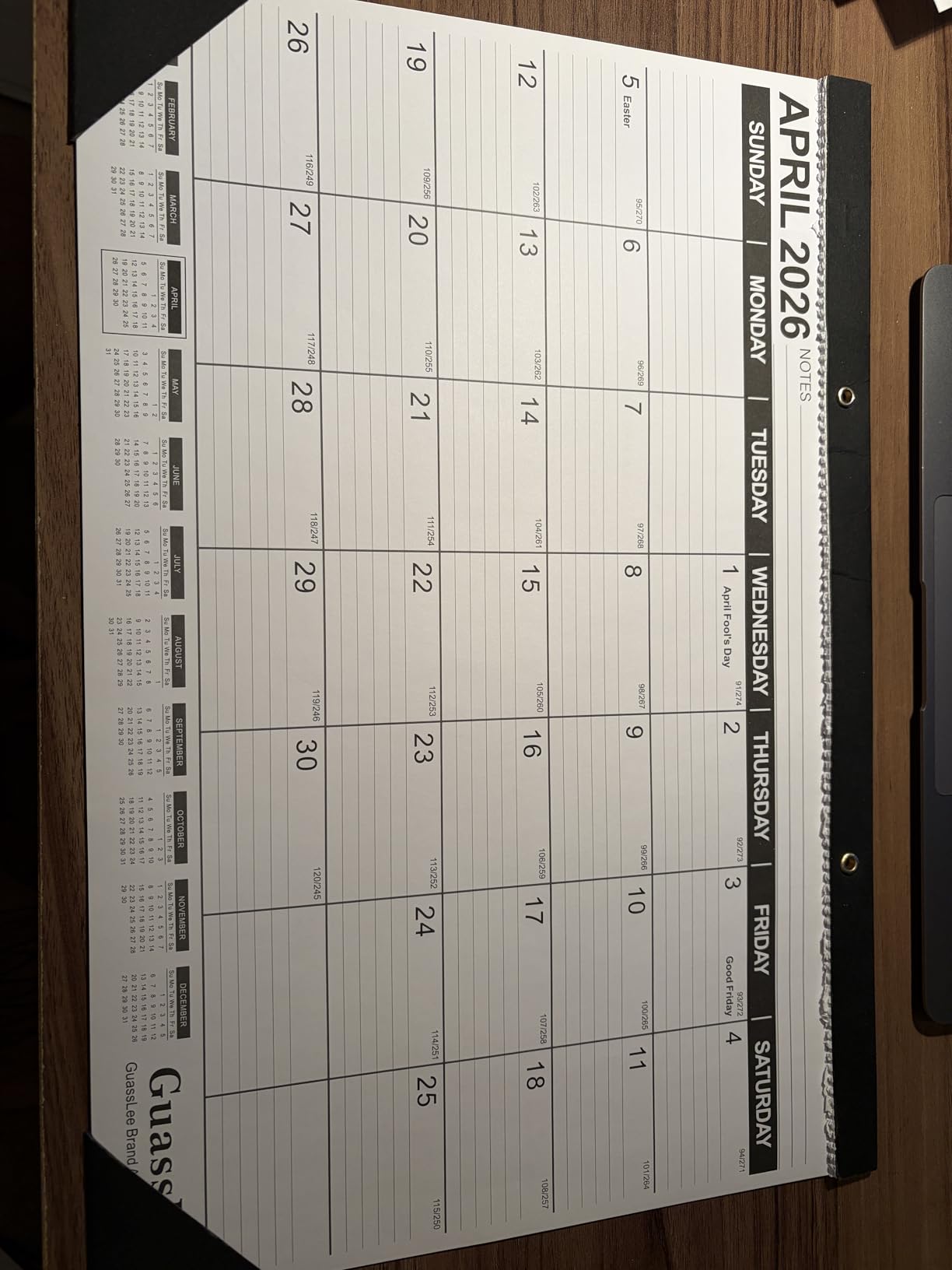 GuassLee Large Desk Calendar 2026-2027,19 Months from Jun. 2026 to Dec. 2027, 22 x 17 Inches Desktop Wall Calendar Hanging Planner with Julian Date, Notes, Reinforced Corners for School Home Office customer photo 2