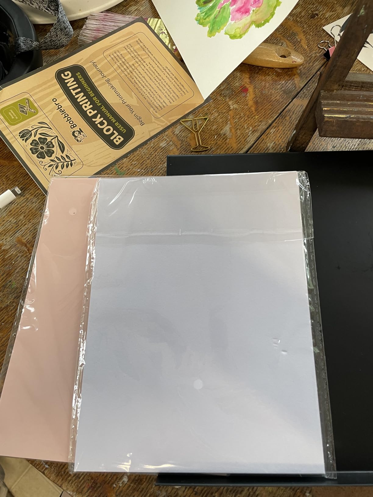 Bobblebro Linocut Kit for Printmaking - Fabric Block Printing Kit with 2.6 oz Fabric Ink for Fabric and Paper, Stamp Making Kit & Carving Tools - Arts and Crafts for Adults - DIY Back to School Gift customer photo 1