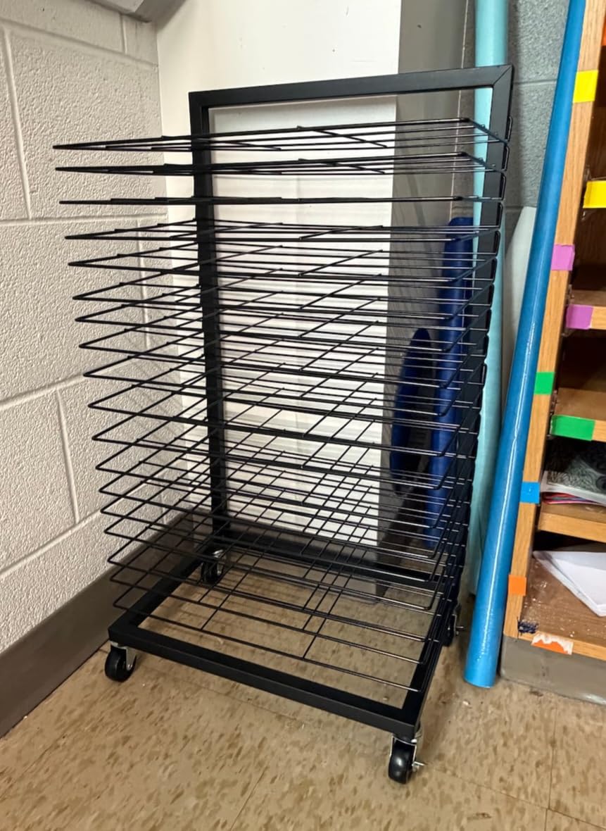 Art Drying Rack for Classroom - 18 Removable Shelves, Mobile Rolling Metal Painting Drying Rack with Locking Casters, Paint Rack for Art Studio, School & Home customer photo 1