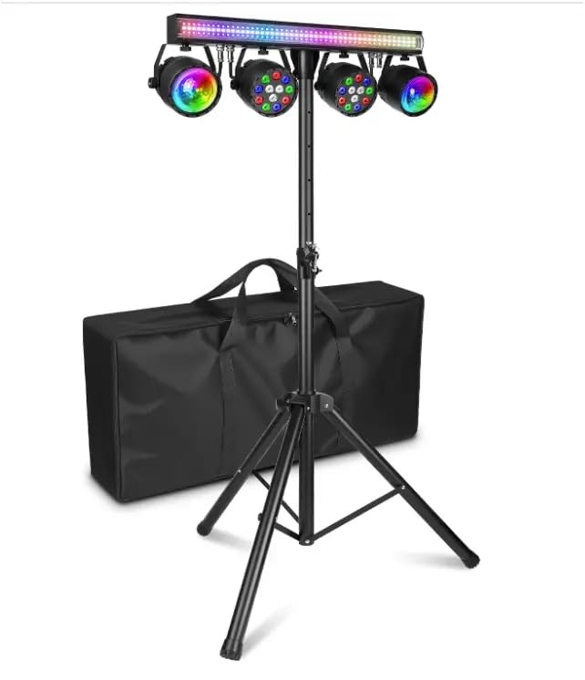 DJ Lights for Parties with Stand | 5in1 Professional Stage Lighting System | DMX512 | Sound Activated Party Light Set for Gigs, Wedding, Concert, Club, Live Events | 7FT Tripod customer photo 1