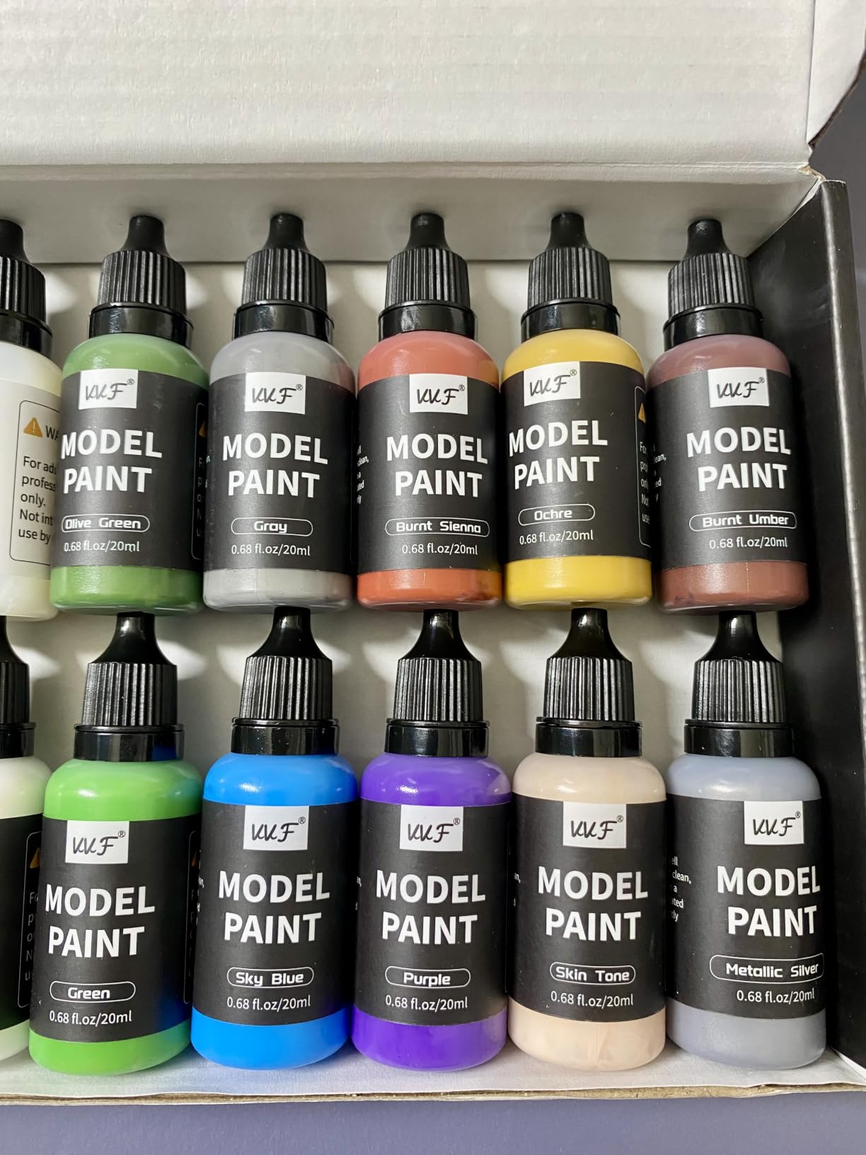 VVF 18 Colors Model Paint Set, Ready to Use Acrylic Miniature Paint | with 2 Metallic Colors, Plus 2 Thinners, Brush & Airbrush Compatible, for Miniatures, 3D Printed, Wargaming & Tabletop Games customer photo 1