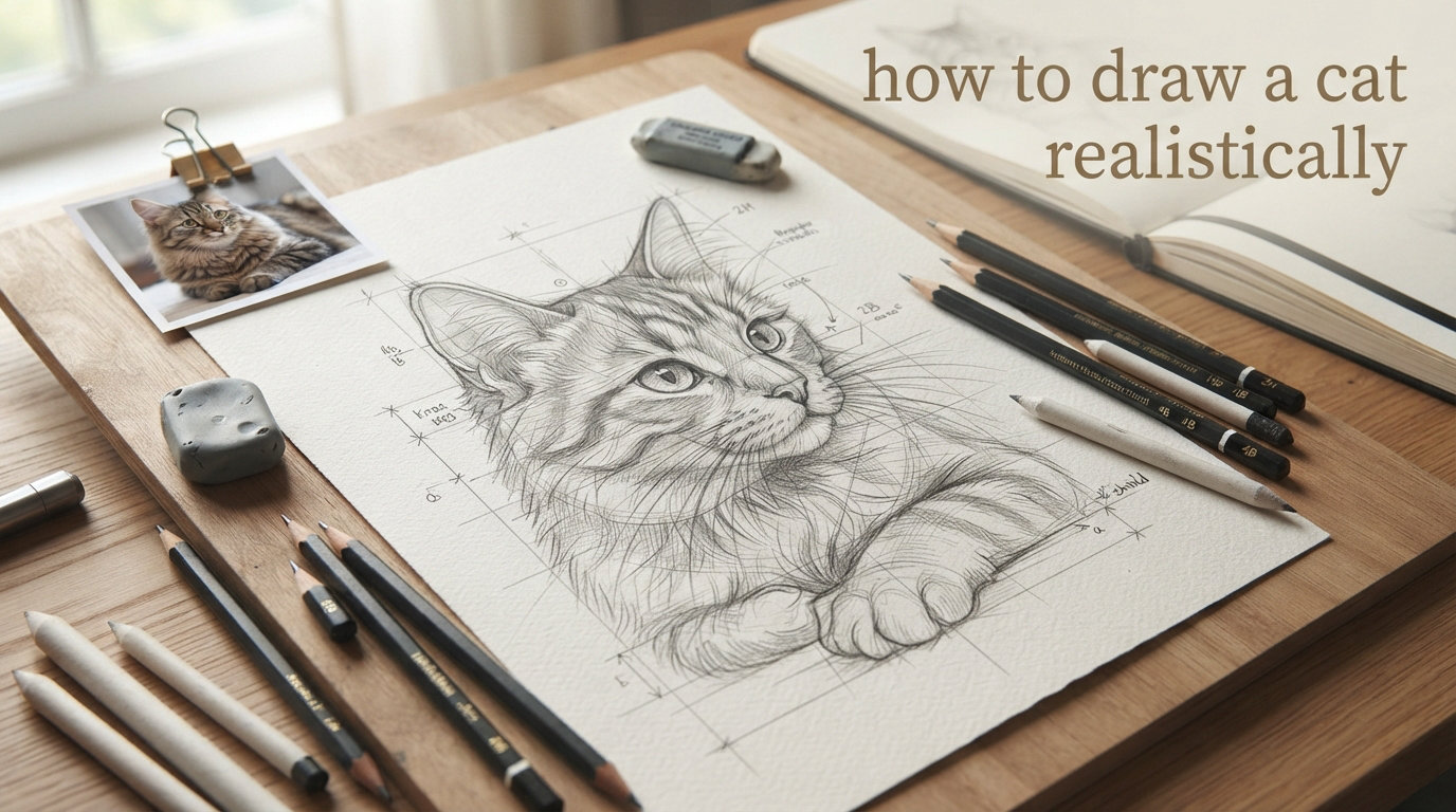 how to draw a cat realistically