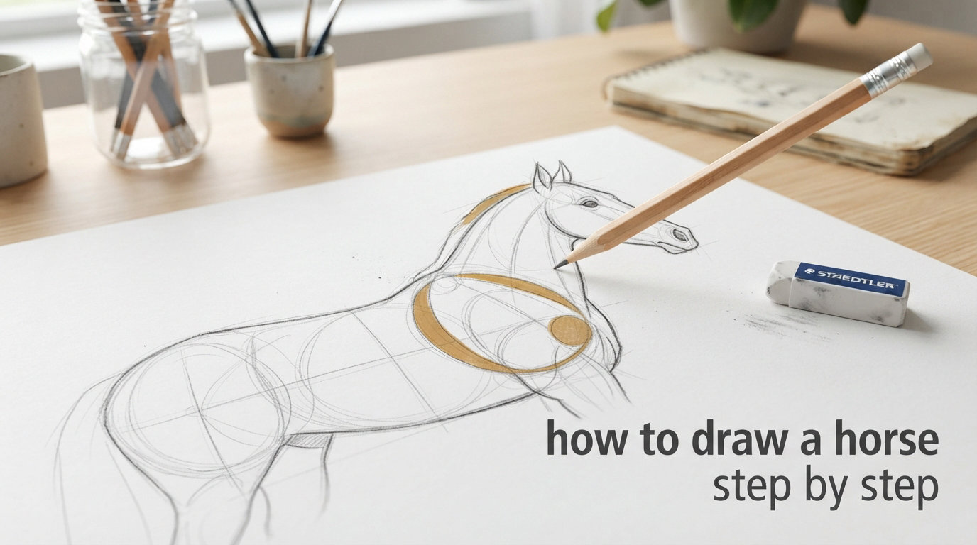 how to draw a horse step by step