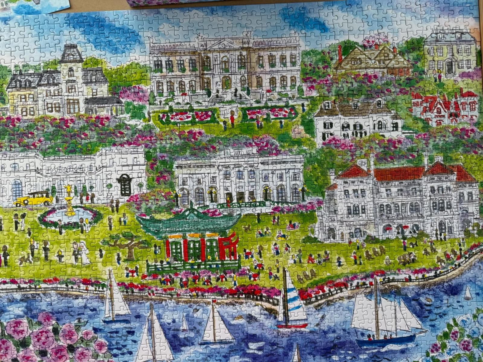 Galison Coast of Italy 1000 Piece Jigsaw Puzzle for Adults - Illustrated by Michael Storrings, Amalfi Positano Beach - Recycled Paper, No Dust, Finished Size 27x20 customer photo 2