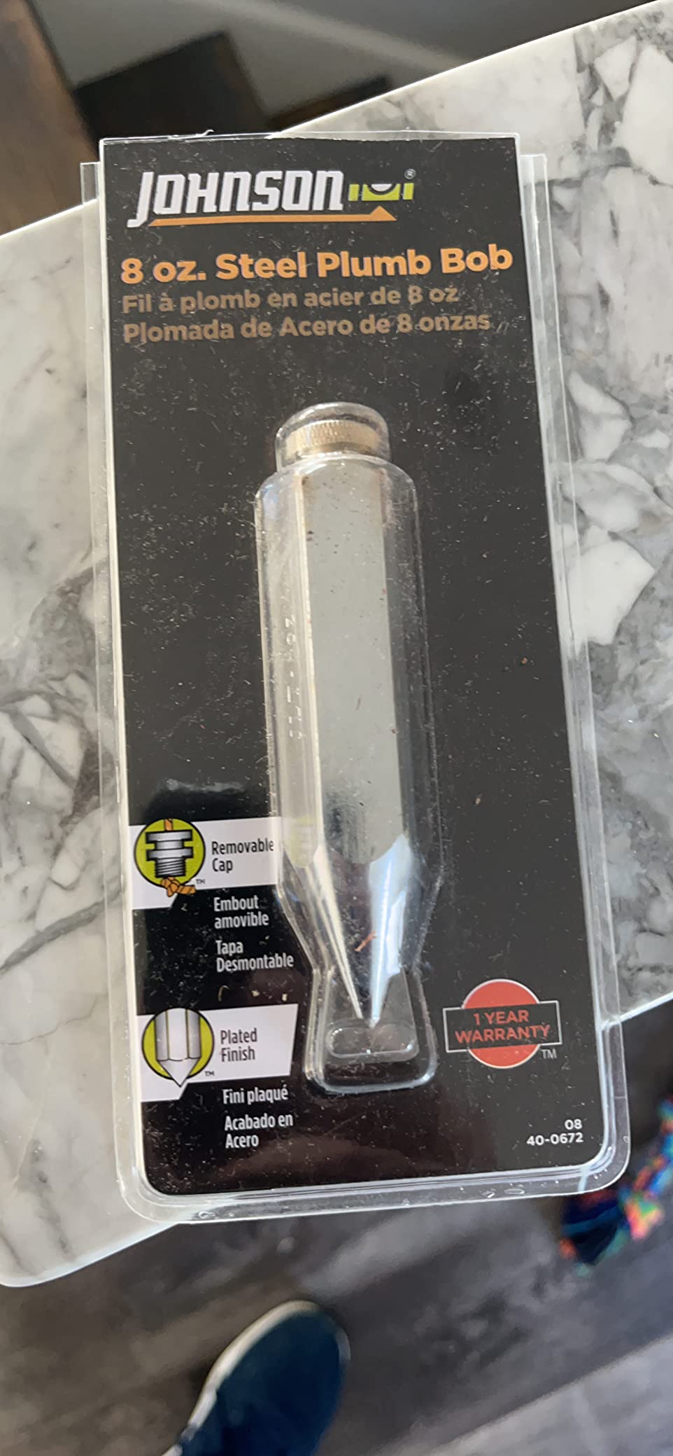 Johnson Level & Tool 08 Steel Hexagonal Plumb Bob, 8 oz., Steel Finish customer photo 1