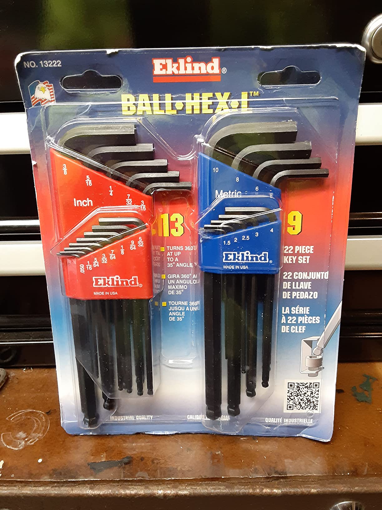 Eklind 13222 Ball-Hex L-Key allen wrench Combo- Inch / MM (2 sets 22pc), 22-piece set customer photo 1