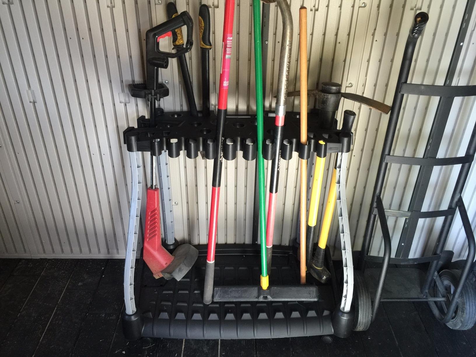 Rubbermaid Garage Tool Tower Rack Easy to Assemble Wheeled Organizes up to 40 Long-Handled Tools/Rakes/ Brooms/Shovles in Home/House/Outdoor/Shed Black customer photo 2