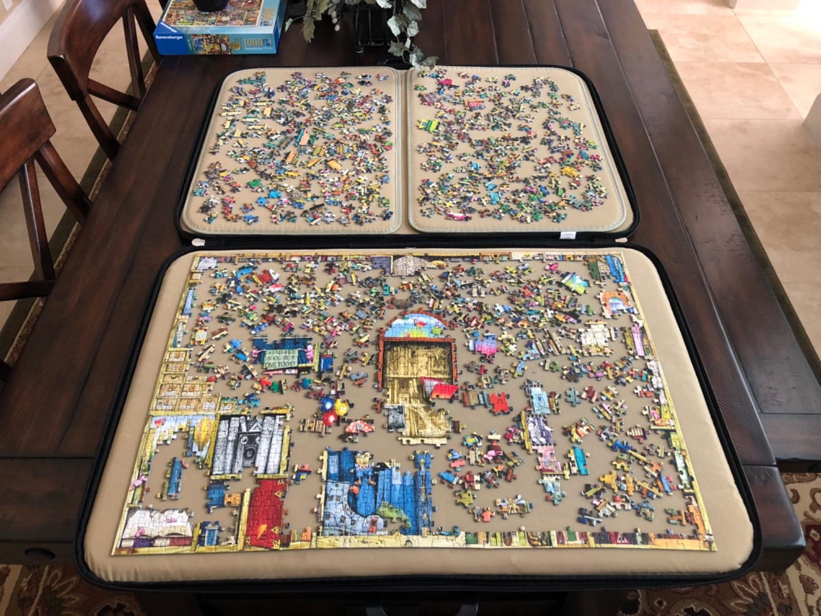 Jumbo, Puzzle Mates, Portapuzzle Deluxe - Standard 1,000 Piece Jigsaw Storage Board Case, Jigsaw Puzzle Accessories, 500-1000 Piece Puzzle Storage | Portable Puzzle Mat with Non-Slip Felt Surface - Premium Leather Puzzle Mat for Puzzles up to 1000 Pieces (73 x 51 cm) customer photo 2