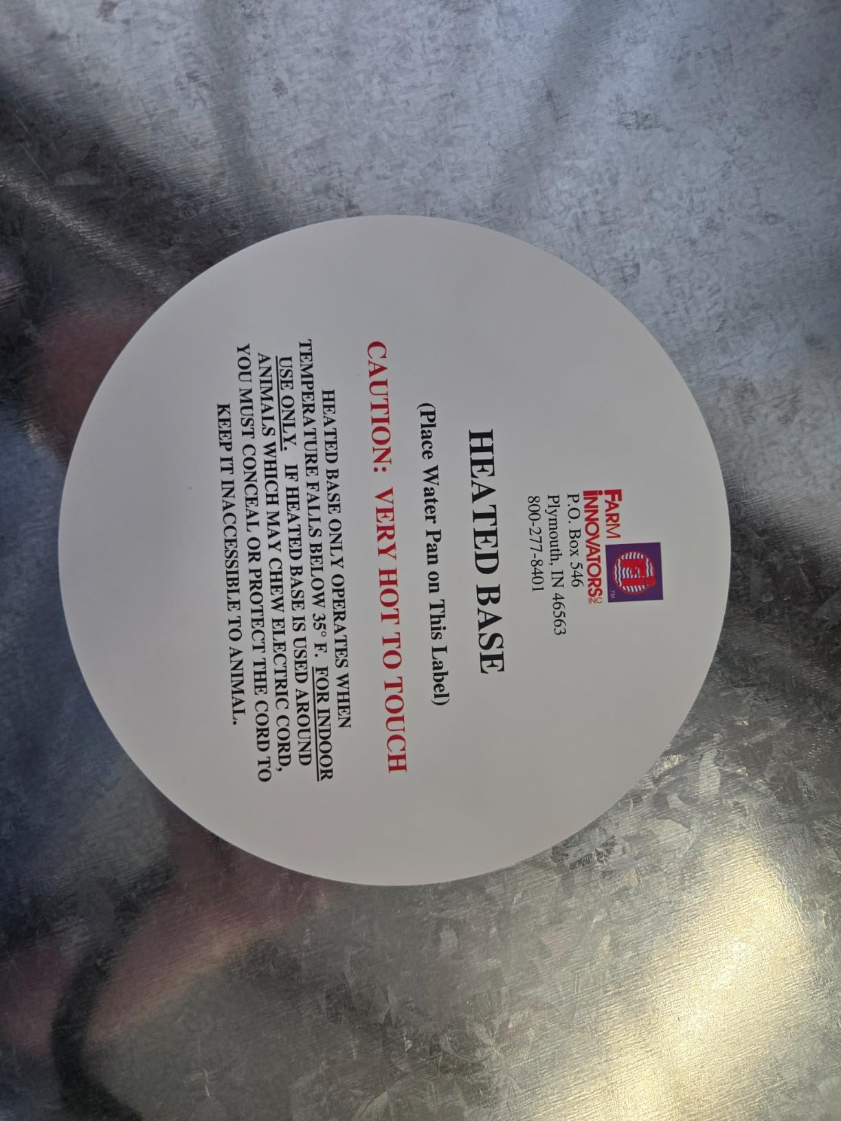 Farm Innovators 125 Watt Heated Base for Double Wall Metal Poultry Founts with 35 Degrees Fahrenheit Temperature and Below, Metallic | For outdoor use with double wall metal founts, prevents water from freezing in temperatures as low as 10° F (-12° C) customer photo 2