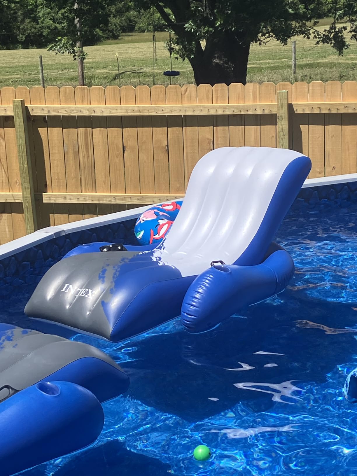 INTEX Inflatable Floating Swimming Pool Recliner Lounge Chair for Adults | 58868EP - Large Water Lounger with Countoured Backrest, Armrests, 2 Cupholders for Tanning & Relaxing customer photo 2