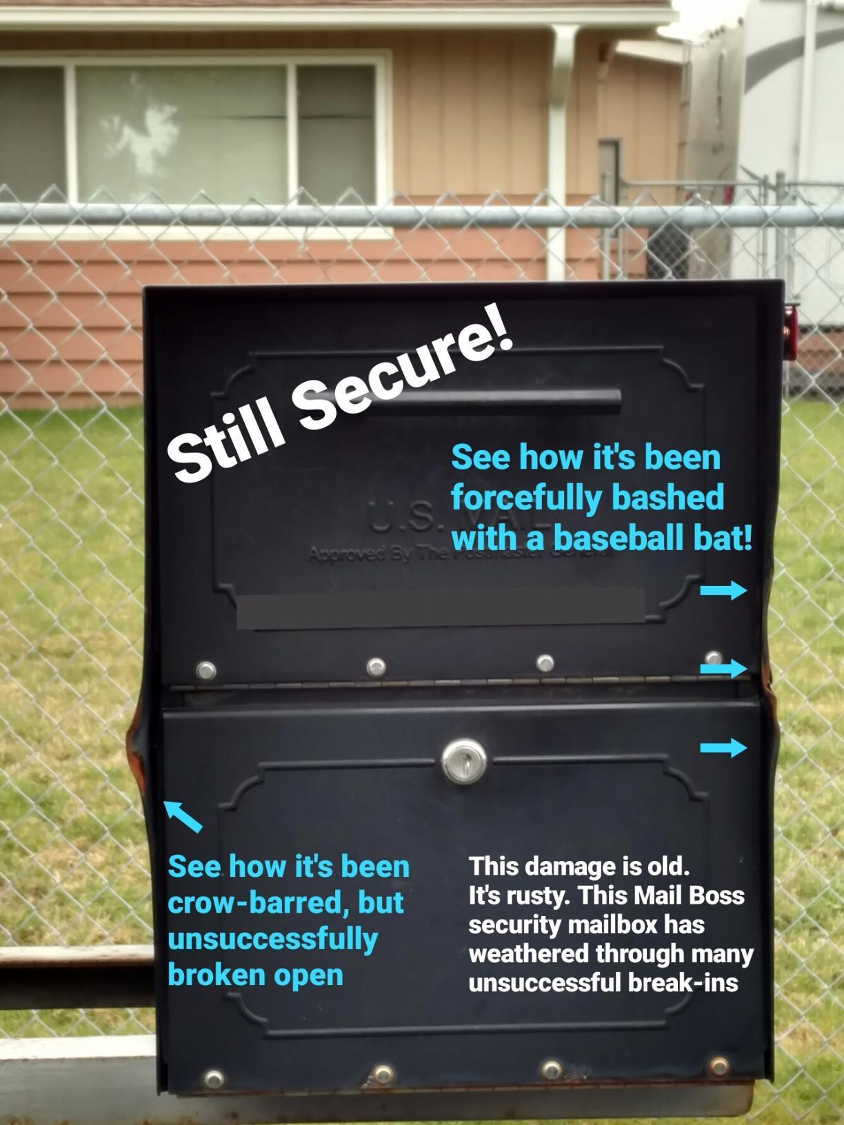 Mail Boss Large Capacity Locking Curbside Post Mount Mailbox, USPS Approved | Patented anti-pry lock, holds weeks of mail, fixed anti-fishing slot fits envelopes and bubble mailers, galvanized steel. customer photo 2