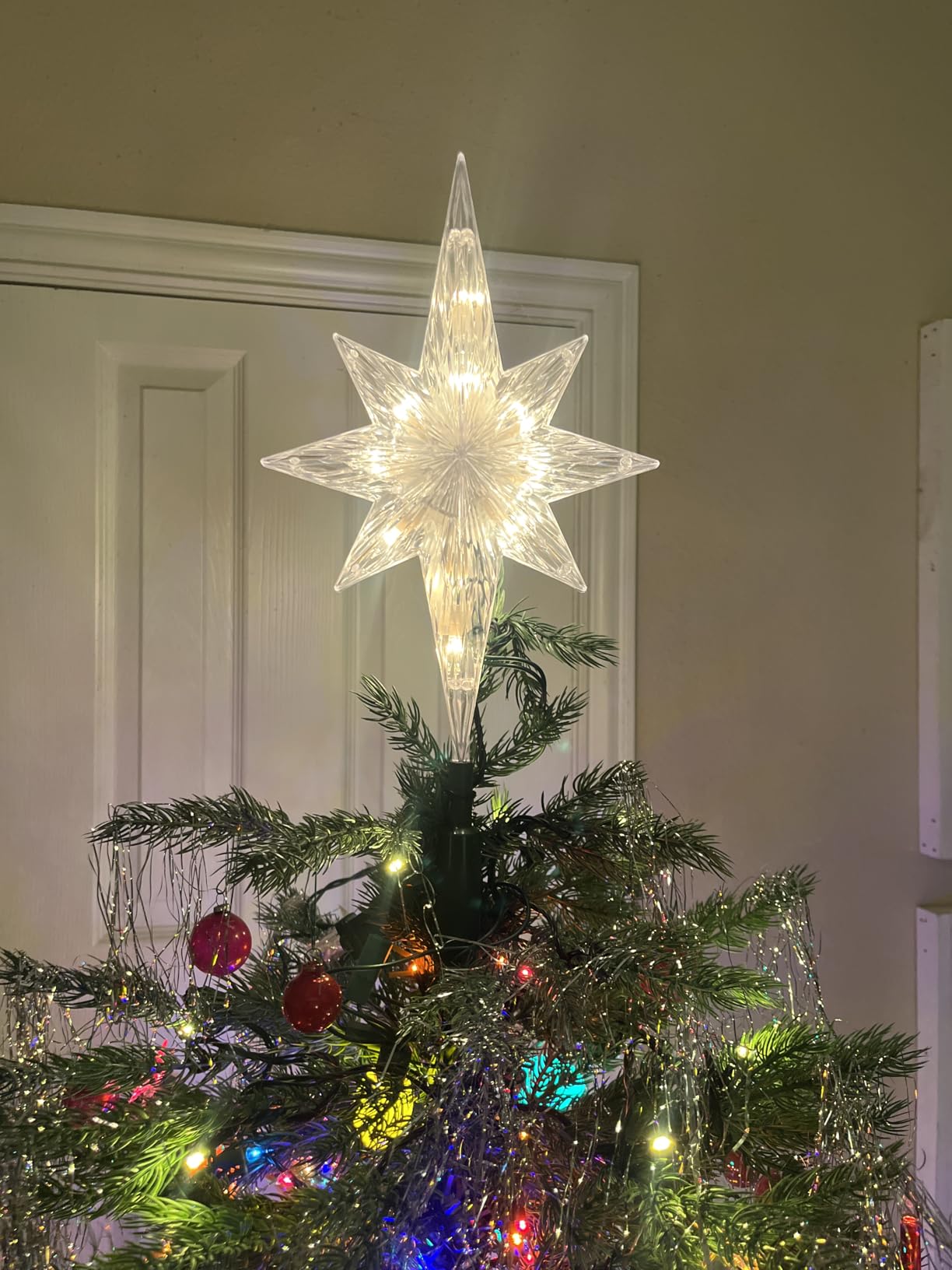 Kurt Adler UL 10-Light Bethlehem Star Christmas Tree Topper, 11in, White customer photo 2