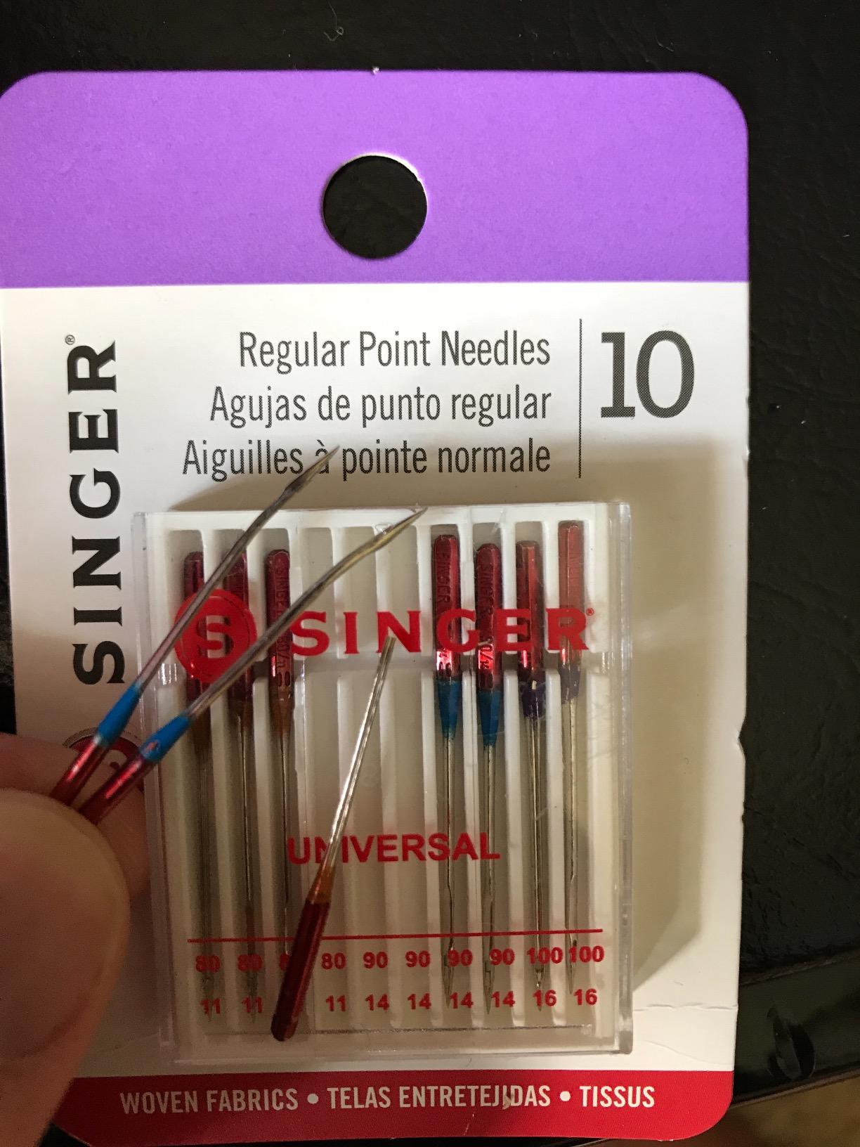 SINGER Regular Point Sewing Machine Needle, Size 80/12, 90/14, 100/16, 10-Count customer photo 1