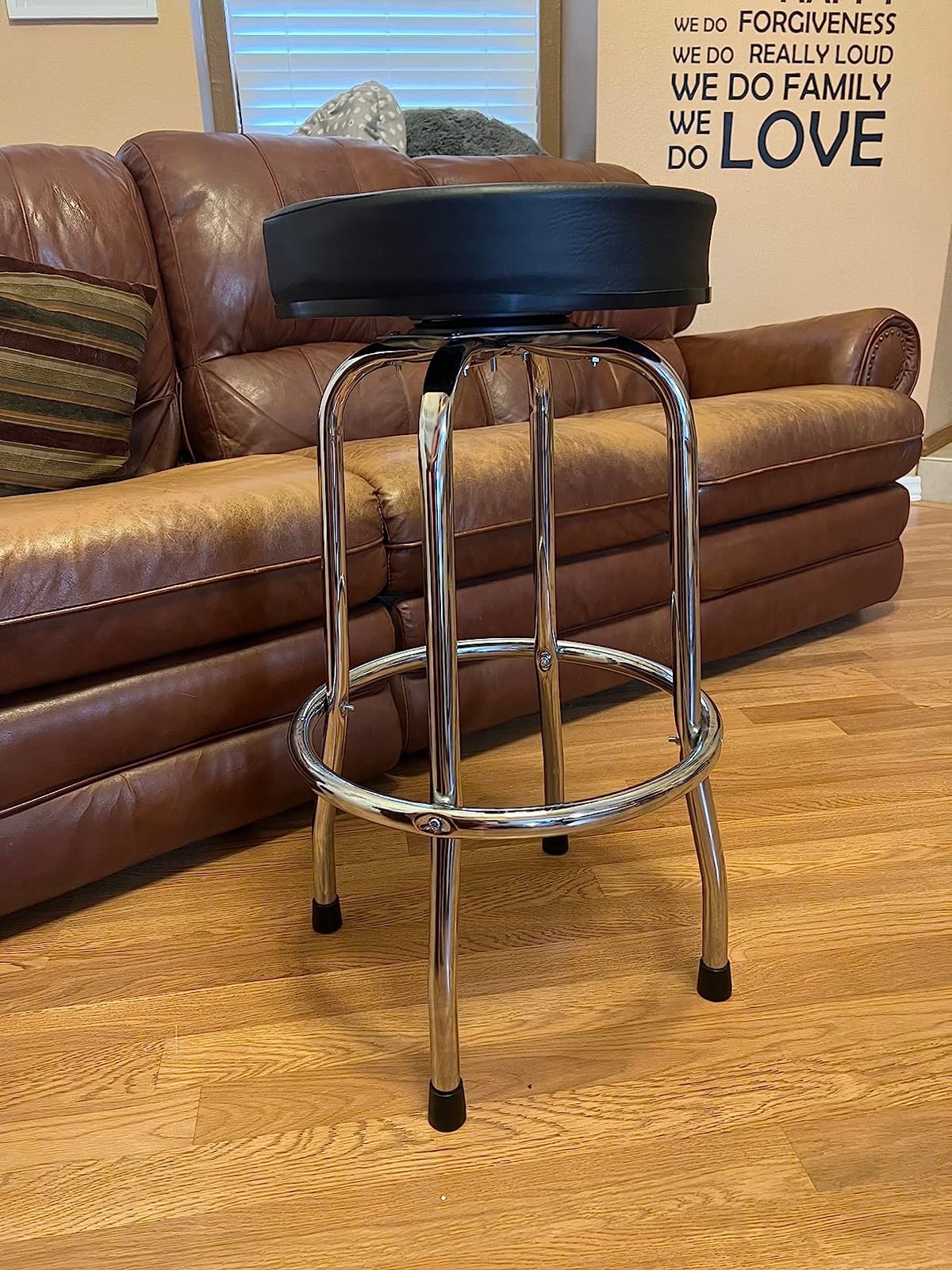 BIG RED Torin Swivel Bar Stool: Padded Garage/Shop Seat with Chrome Plated Legs, Black, 28.74
