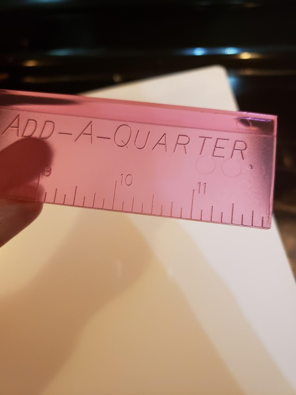 Pink Add-A-Quarter 12-Inch Ruler for Quilting - Acrylic Trimming Tool with 1/4