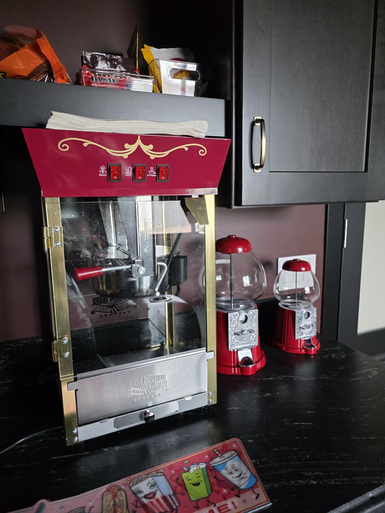 Matinee Popcorn Machine - 8oz Popper with Stainless-Steel Kettle, Reject Kernel Tray, Warming Light, and Accessories by Great Northern Popcorn (Red) | Vintage Style Popcorn Maker Machine with Stainless-Steel Kettle Popper, Reject Kernel Tray, Warming Light, and Accessories customer photo 1