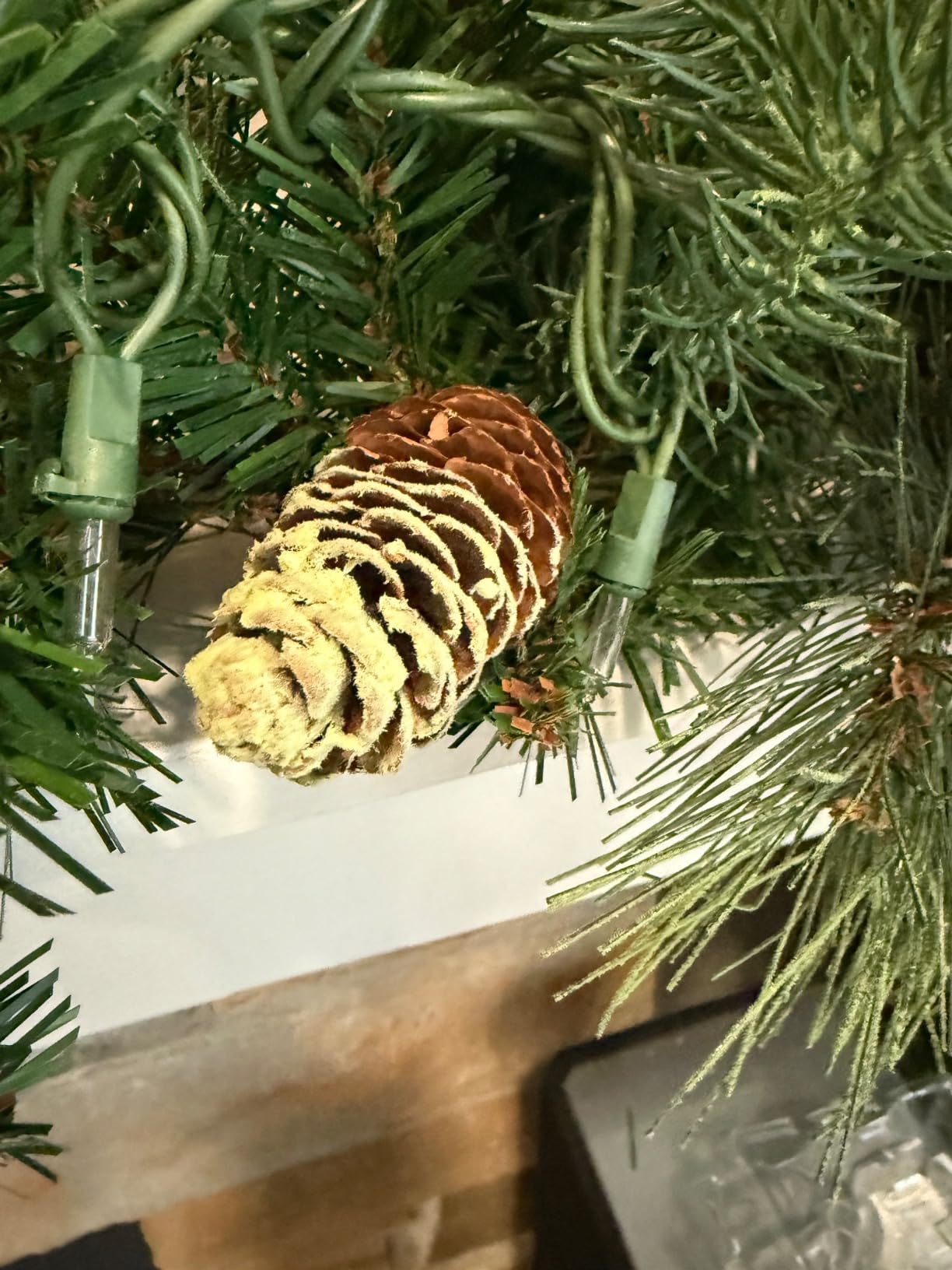 National Tree Company 9 ft Pre-Lit Carolina Pine Artificial Christmas Garland, Christmas Decoration with Pinecones, 100 Clear Lights, 240 Tips, Green customer photo 2