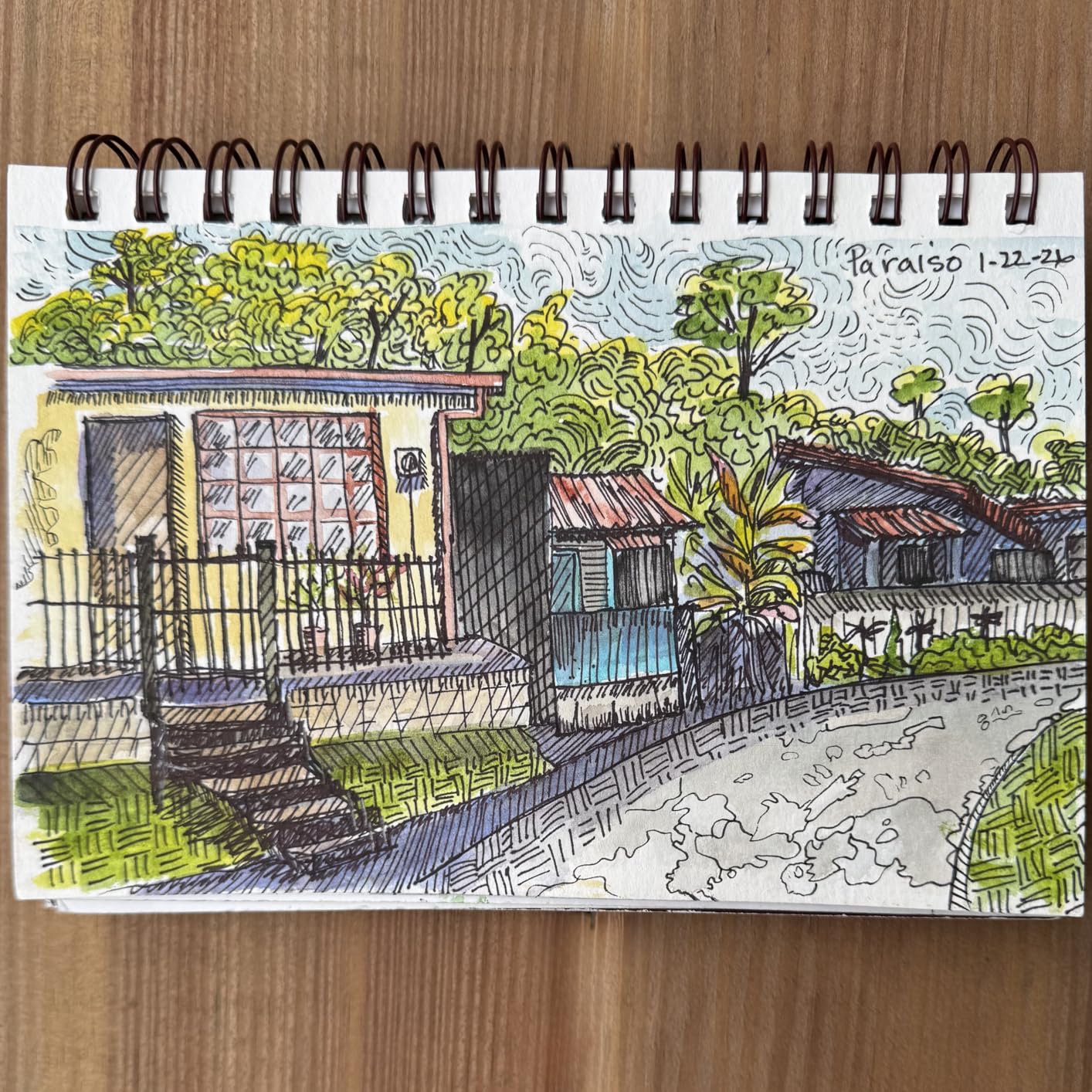 Strathmore Wire Bound Visual Journal, 140 lb. Cold Press Watercolor Paper, 5.5 X 8 inches, White, 22 Sheets (460-55) customer photo 1
