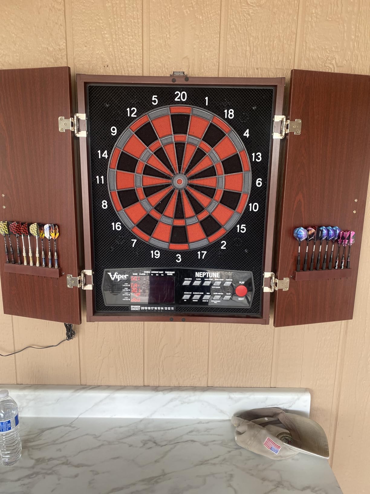Viper Neptune Electronic Dartboard with Cabinet, 15.5 in Regulation Target, 57 Games, 16 Players, 6 Darts Included, Black customer photo 1