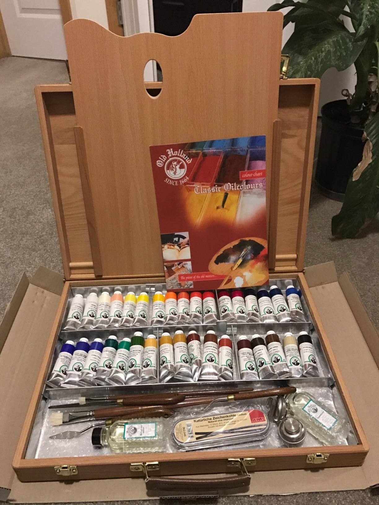 Old Holland Master's Oil Paint Set with Wood Storage Box & Palette, Cups, Knives, Paint Brushes, Mediums - 34 x 40ml Tubes of Classic Oil Colour Paint customer photo 1