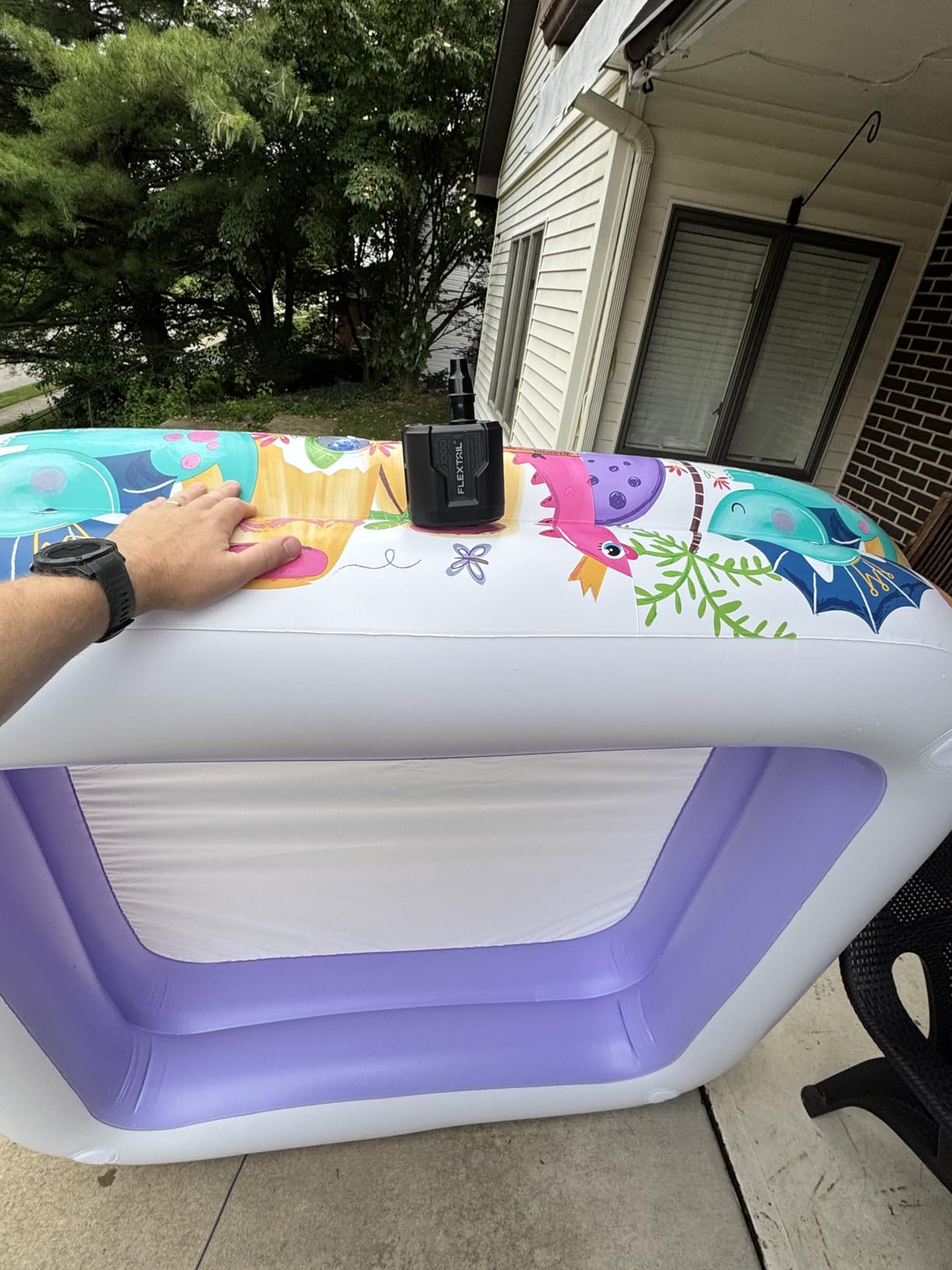 Intex 57470EP Sun Shade 5 Foot Square Inflatable Durable 10 Gauge Vinyl Kiddie Pool with Ocean Scene and Canopy for Ages 3 Years and Up, Multicolor customer photo 1