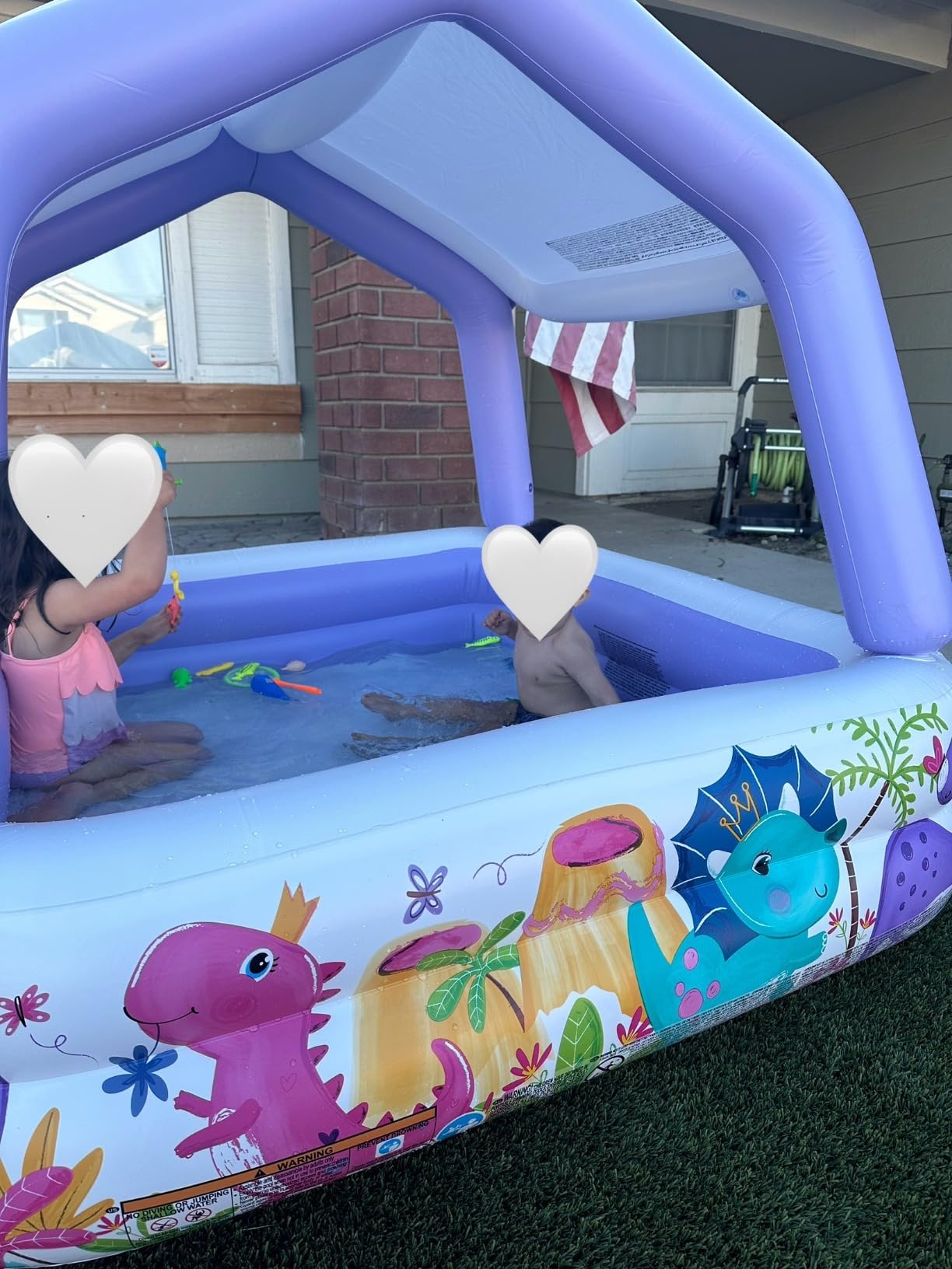 Intex 57470EP Sun Shade 5 Foot Square Inflatable Durable 10 Gauge Vinyl Kiddie Pool with Ocean Scene and Canopy for Ages 3 Years and Up, Multicolor customer photo 2