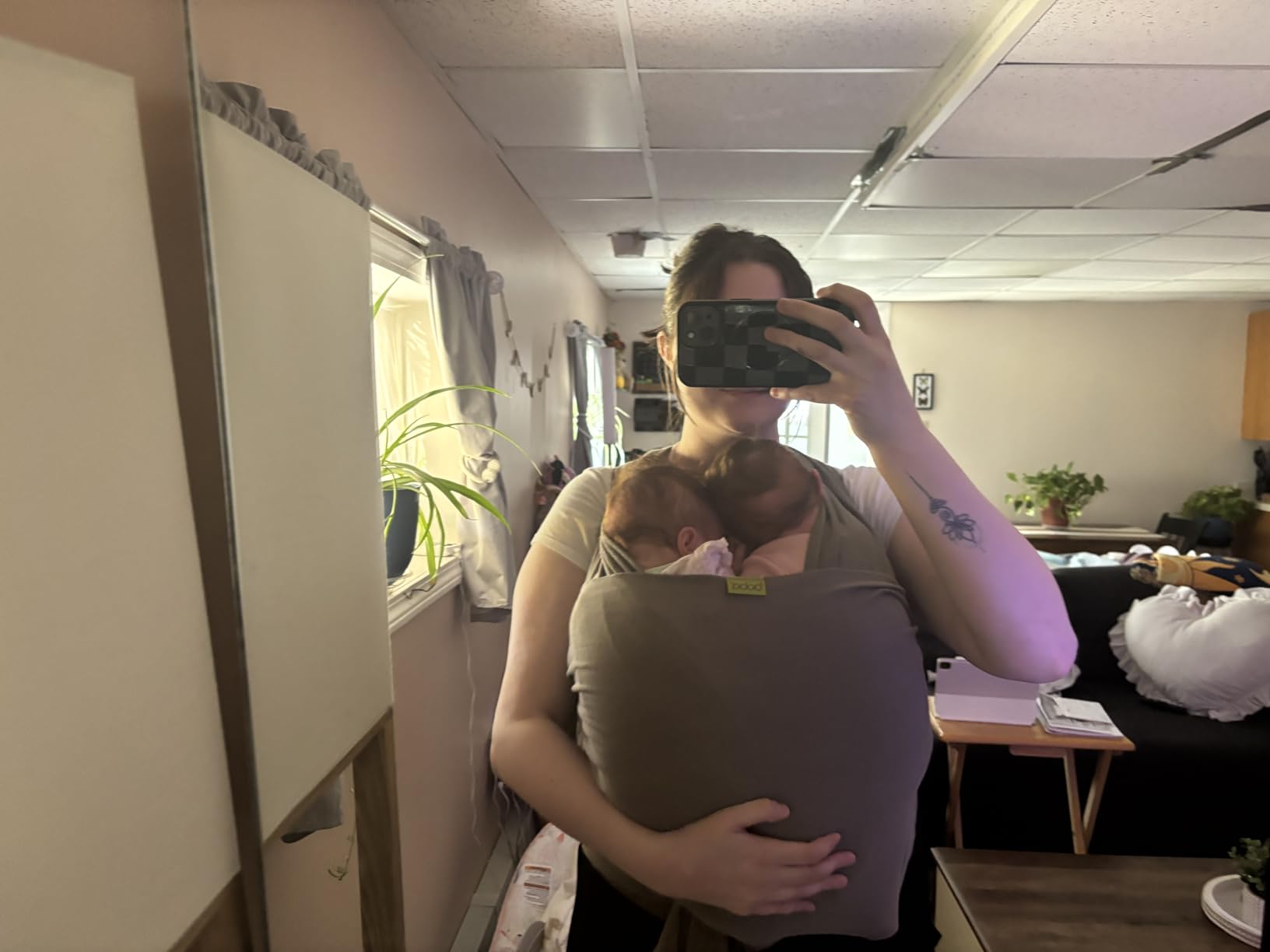 Boba Baby Wrap Carrier - Stretch Cotton Newborn Sling, Grey | Breathable, Hands-Free Babywearing Carrier Wrap; ergonomic, secure hold for newborn to toddler 7-35 lbs. customer photo 2