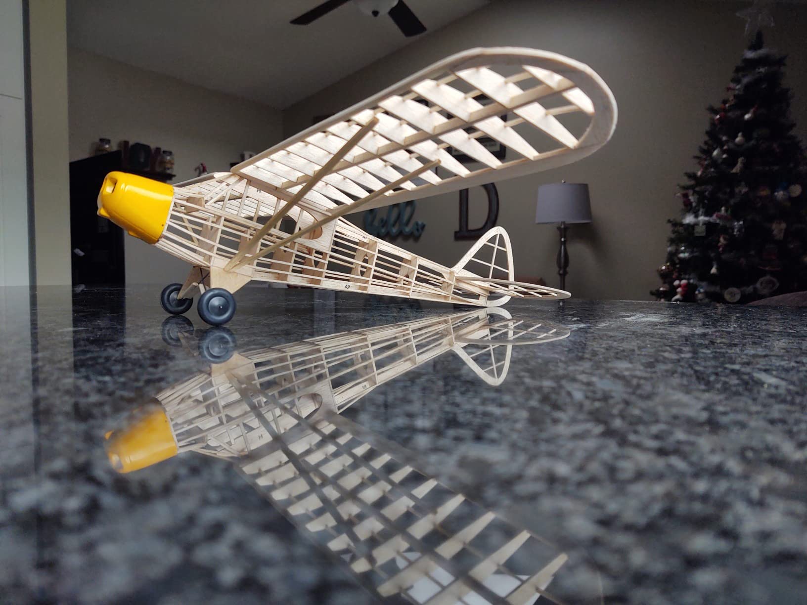 Guillow's Piper Super Cub 95 Laser Cut Model Kit Blue, Small | Balsa model with 24 in wingspan Includes rubber motor, decals, and parts for electric or gas engine conversion customer photo 1