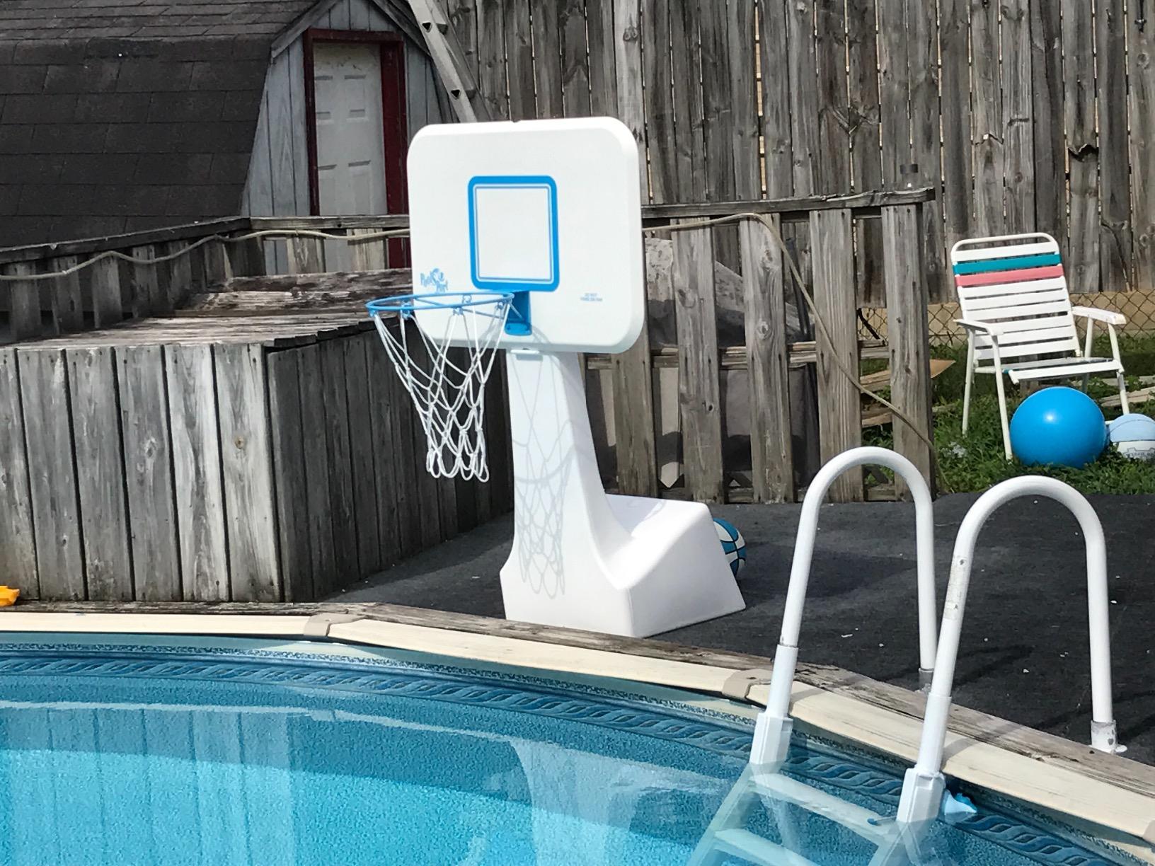 Dunn-Rite PoolSport Swimming Pool Basketball Hoop w/Ball, Base, & 13.5 Inch Stainless Steel Rim, Choose Basketball or Volleyball Combo customer photo 1