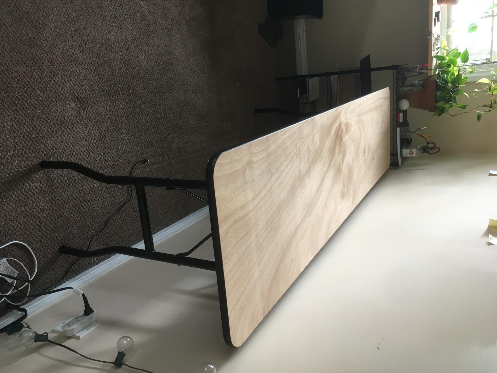 Flash Furniture 6 ft Wood Folding Clear Coat Rectangular Table, Clear customer photo 1