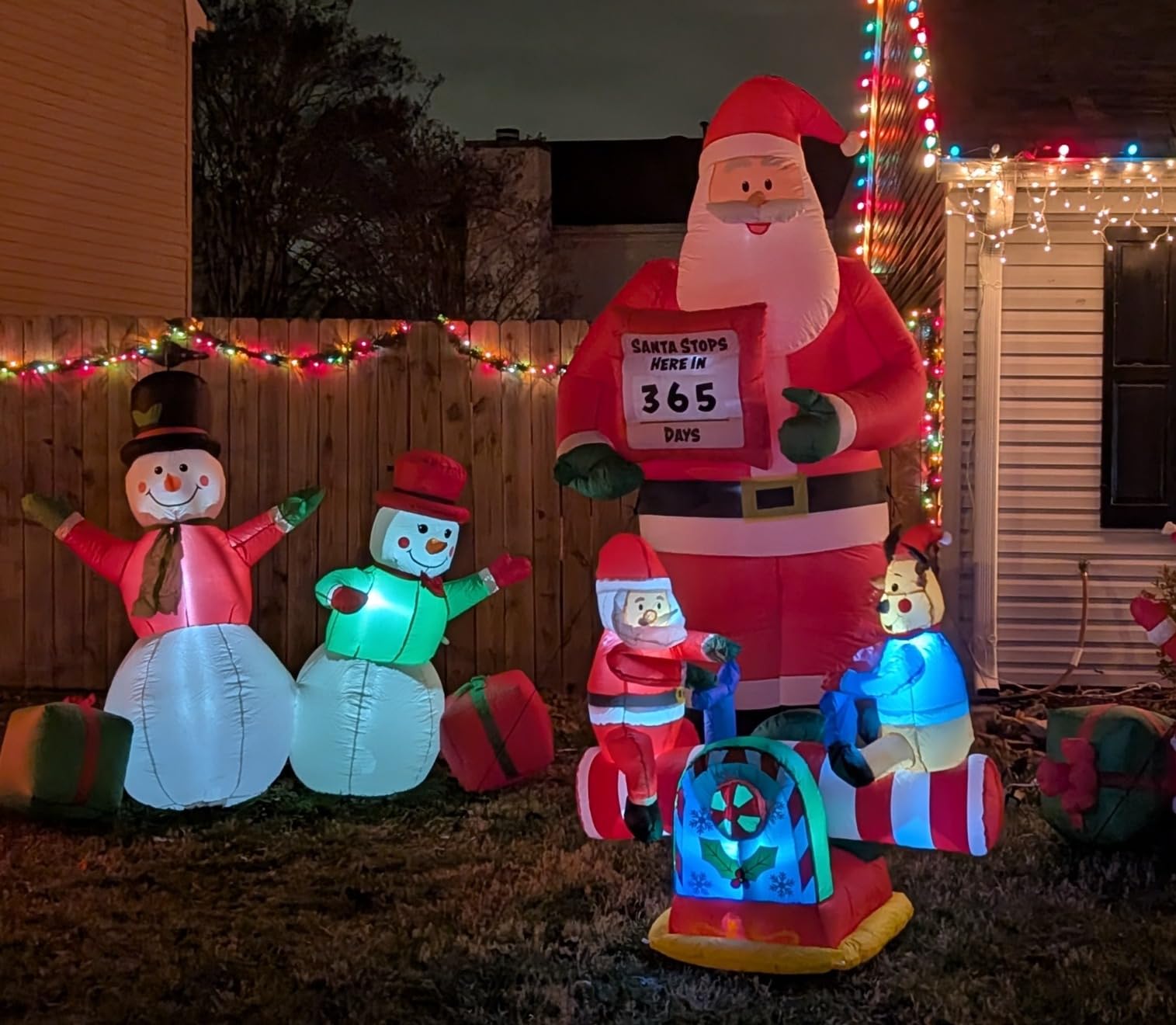 4 Foot Animated Christmas Inflatable Santa Claus and Reindeer on Teeter Totter Outdoor Yard Decoration | Teeter-Totter, Moving Seesaw, Bright LED Lights, Self-Inflating Blower, Weather-Resistant customer photo 1